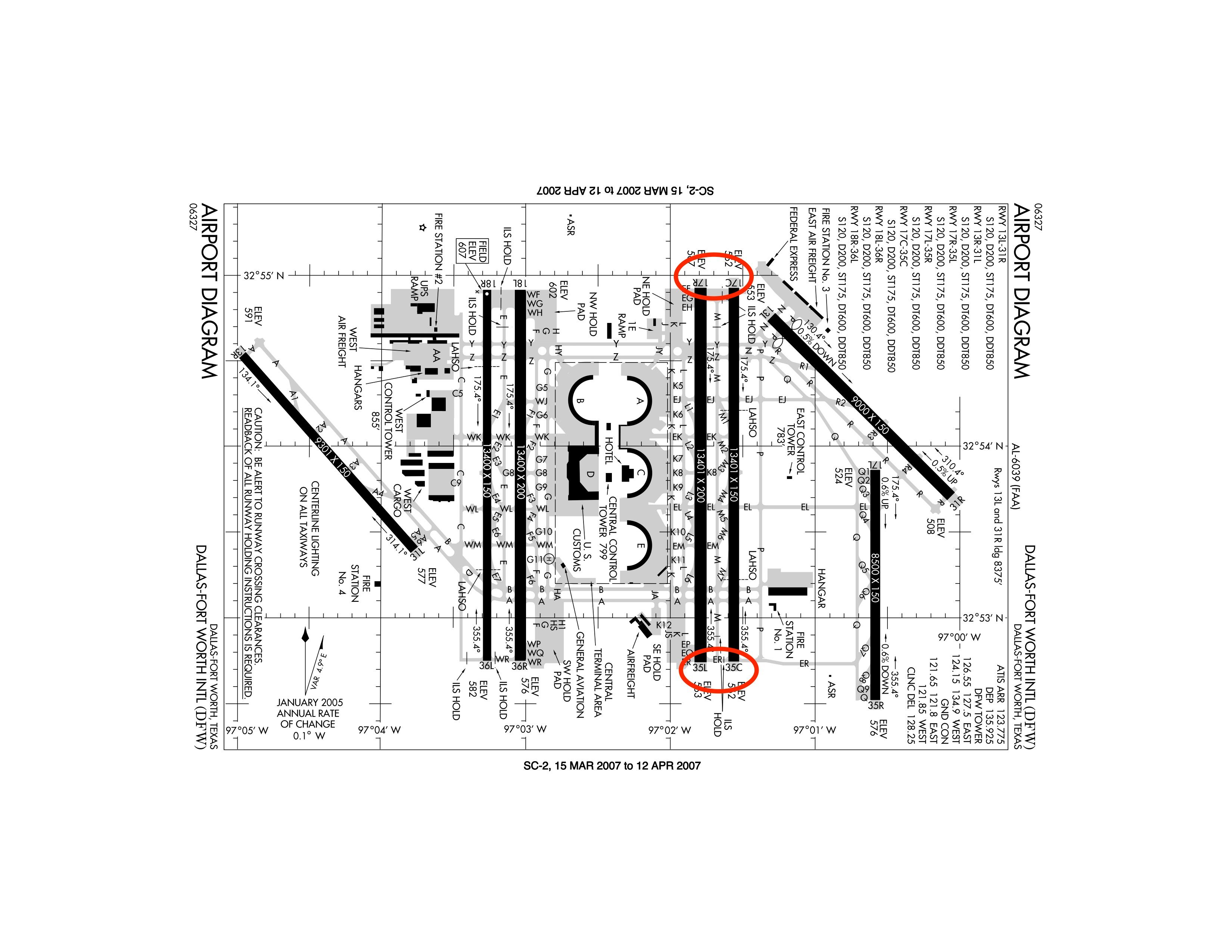 A paper diagram of Dallas Fort Worth airport.