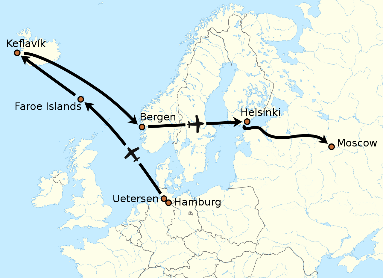 Mathias Rust Flight Map