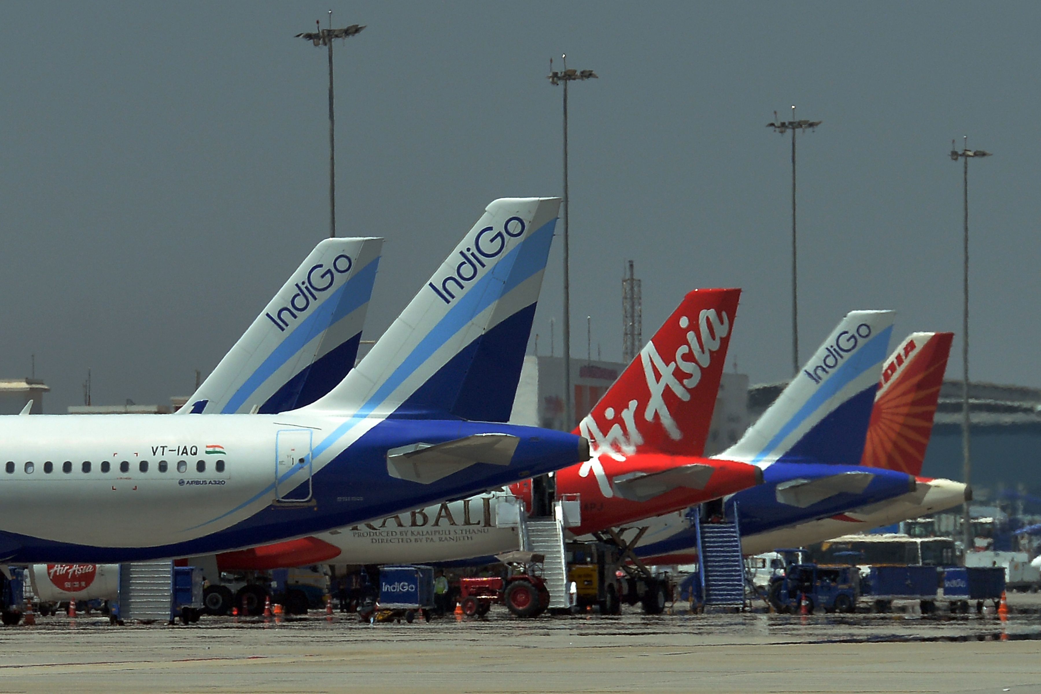Indian airlines tails at airport gates