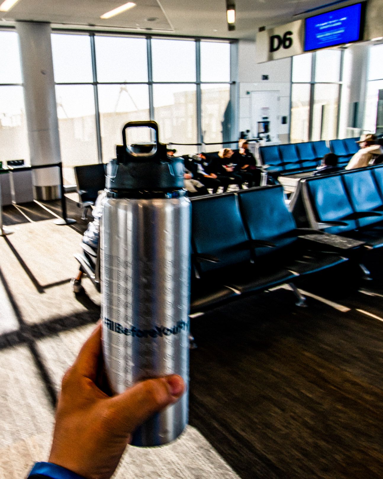 #FillBeforeYouFly Alaska Airlines Water Bottle at SFO Gate