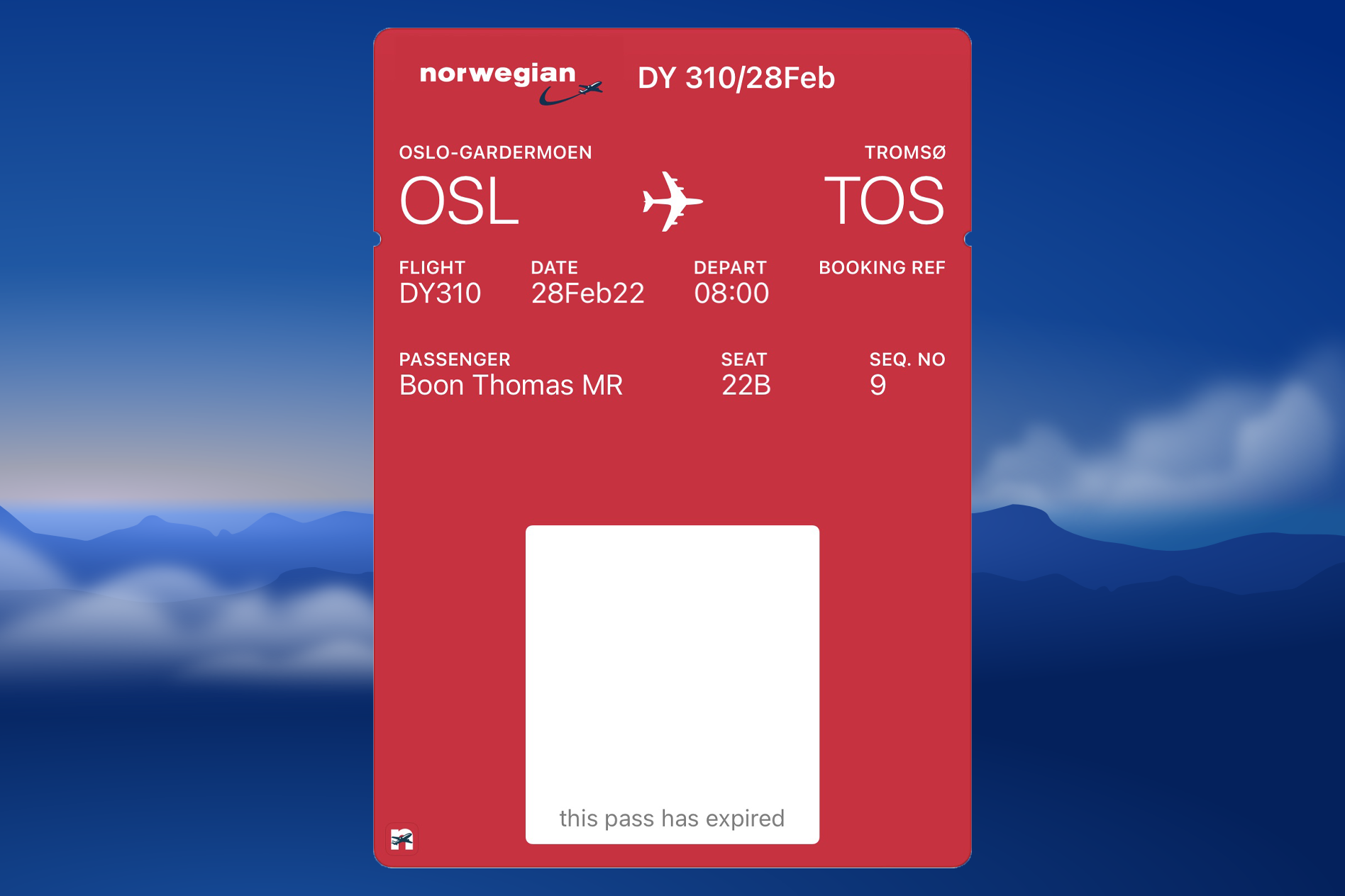 Norwegian Boarding Pass