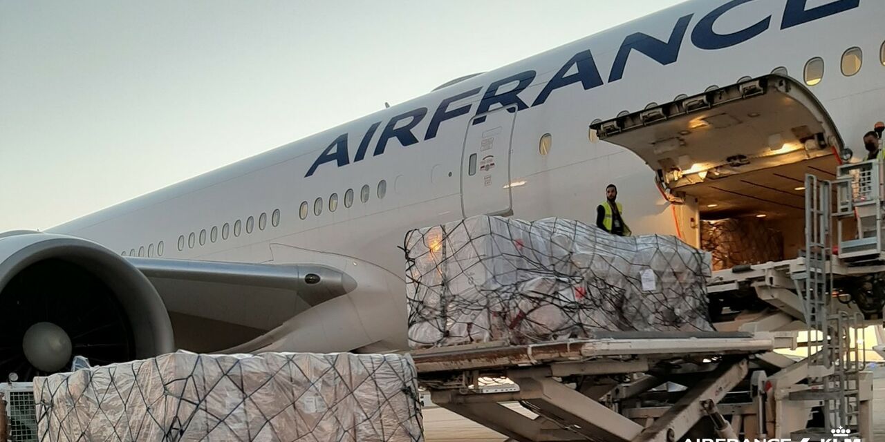 Air France Cargo Loading onto passenger jet