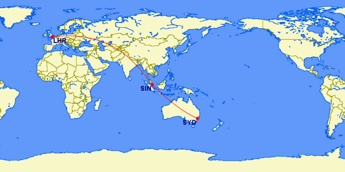 Sydney Singapore London Route Map