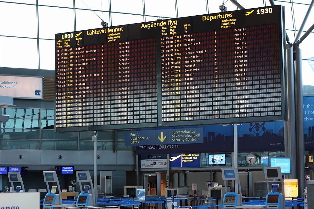 Helsinki Airport Departure Board