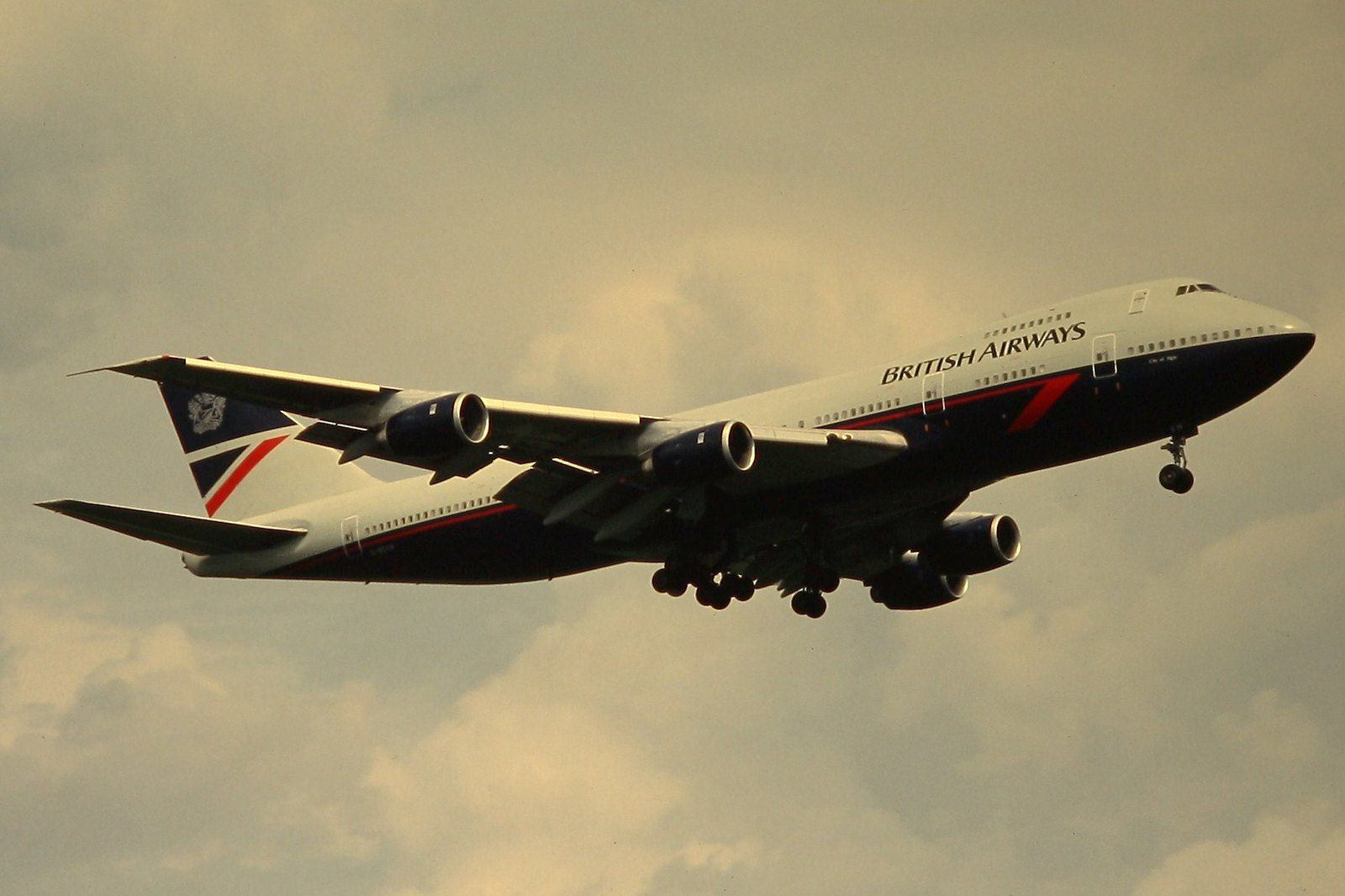 A British Airways Boeing 747-200 Flying in the sky.