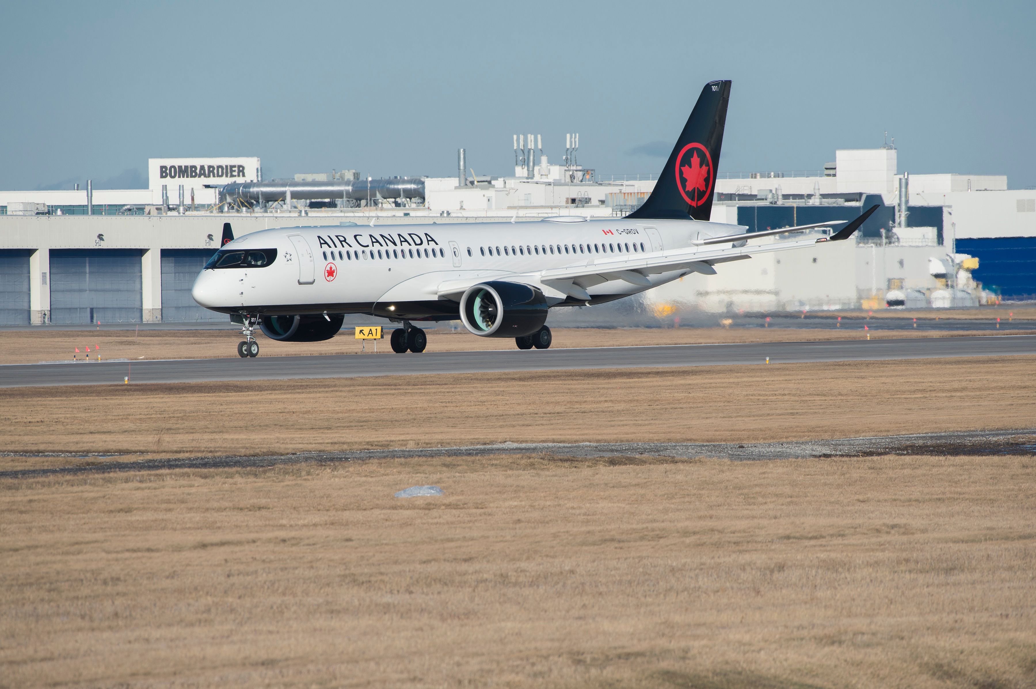 Air Canada Airbus A220-300 on a runway