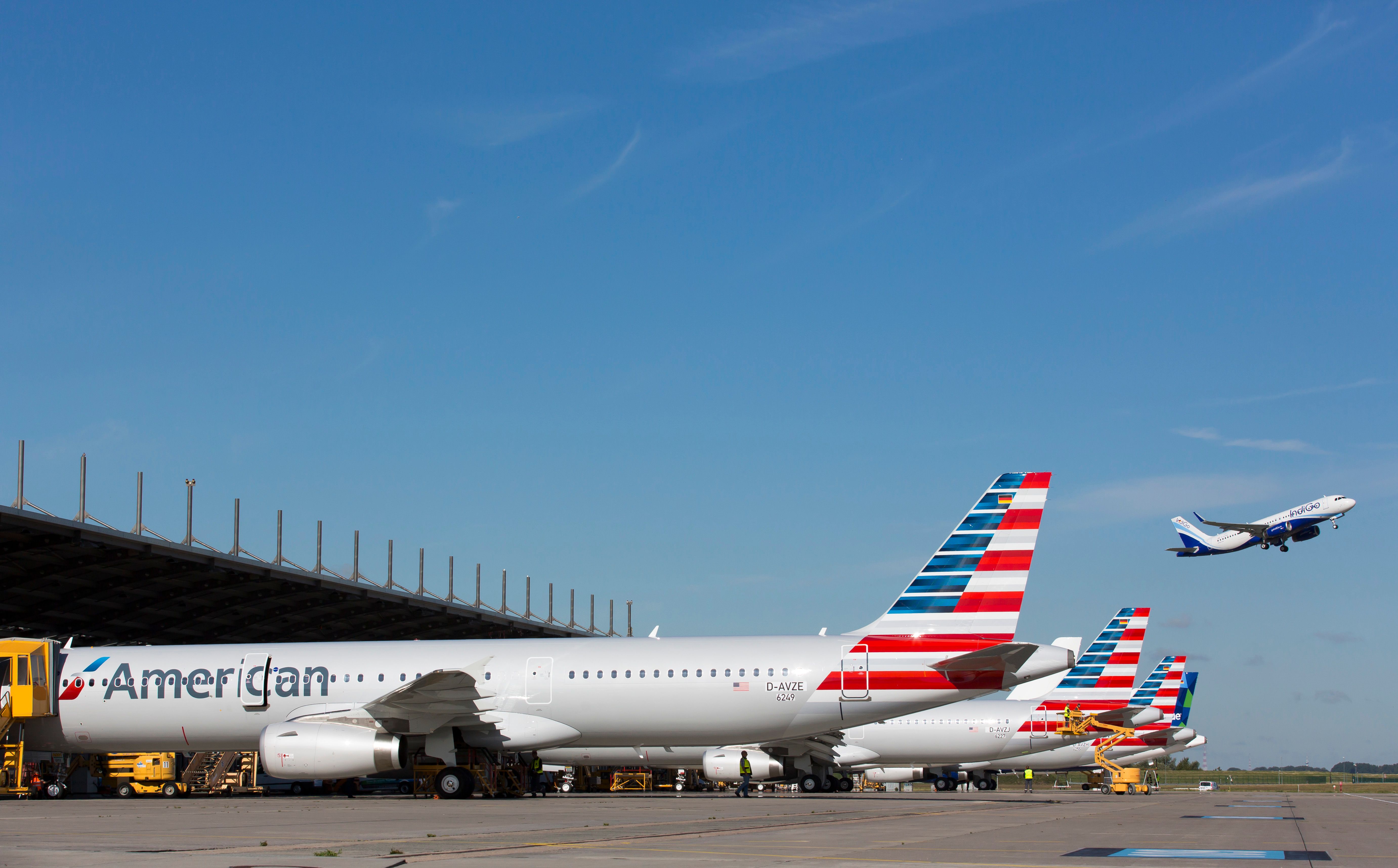 American Airlines airplanes parked at the airport
