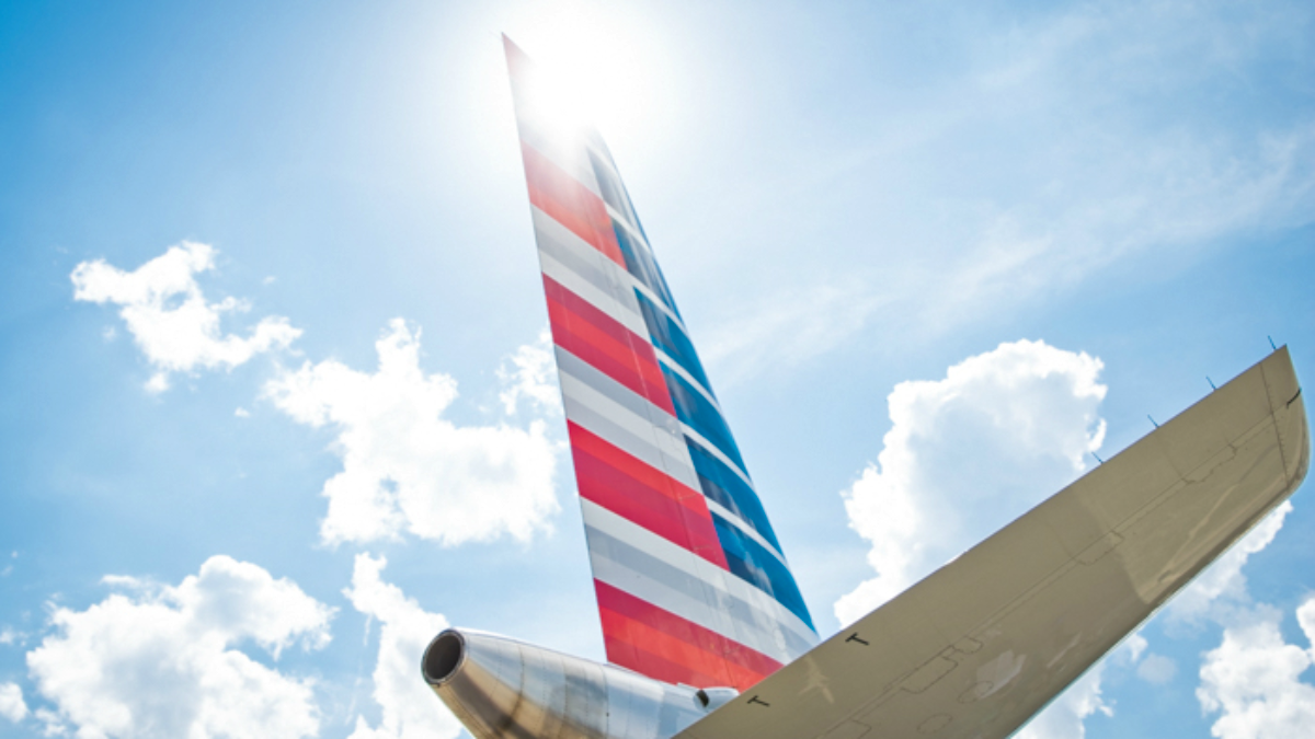 Sunlight reflecting off American Airlines Tail Livery