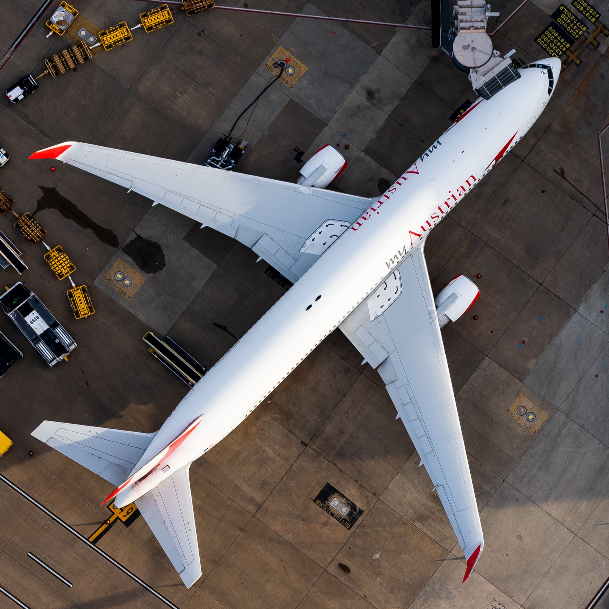 Austrian Airlines Boeing 767 parked on apron 