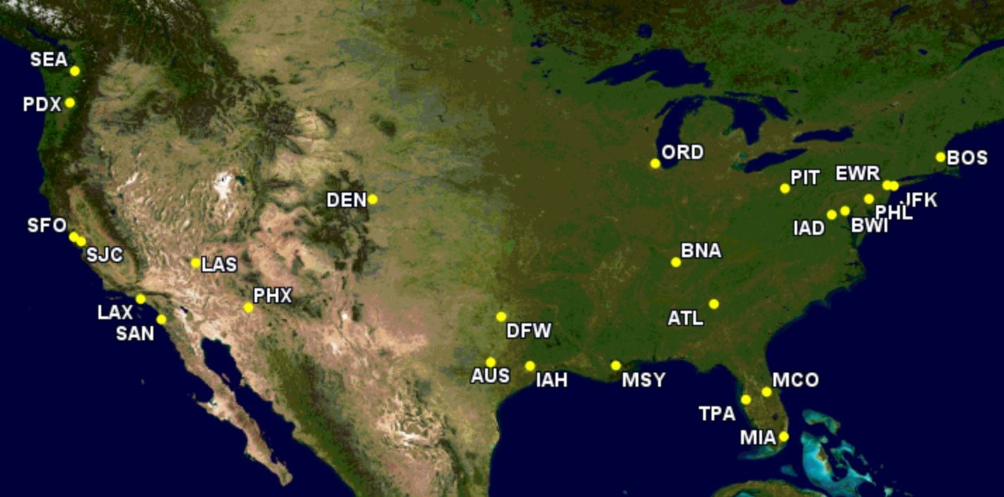 BA's US network in summer 2022