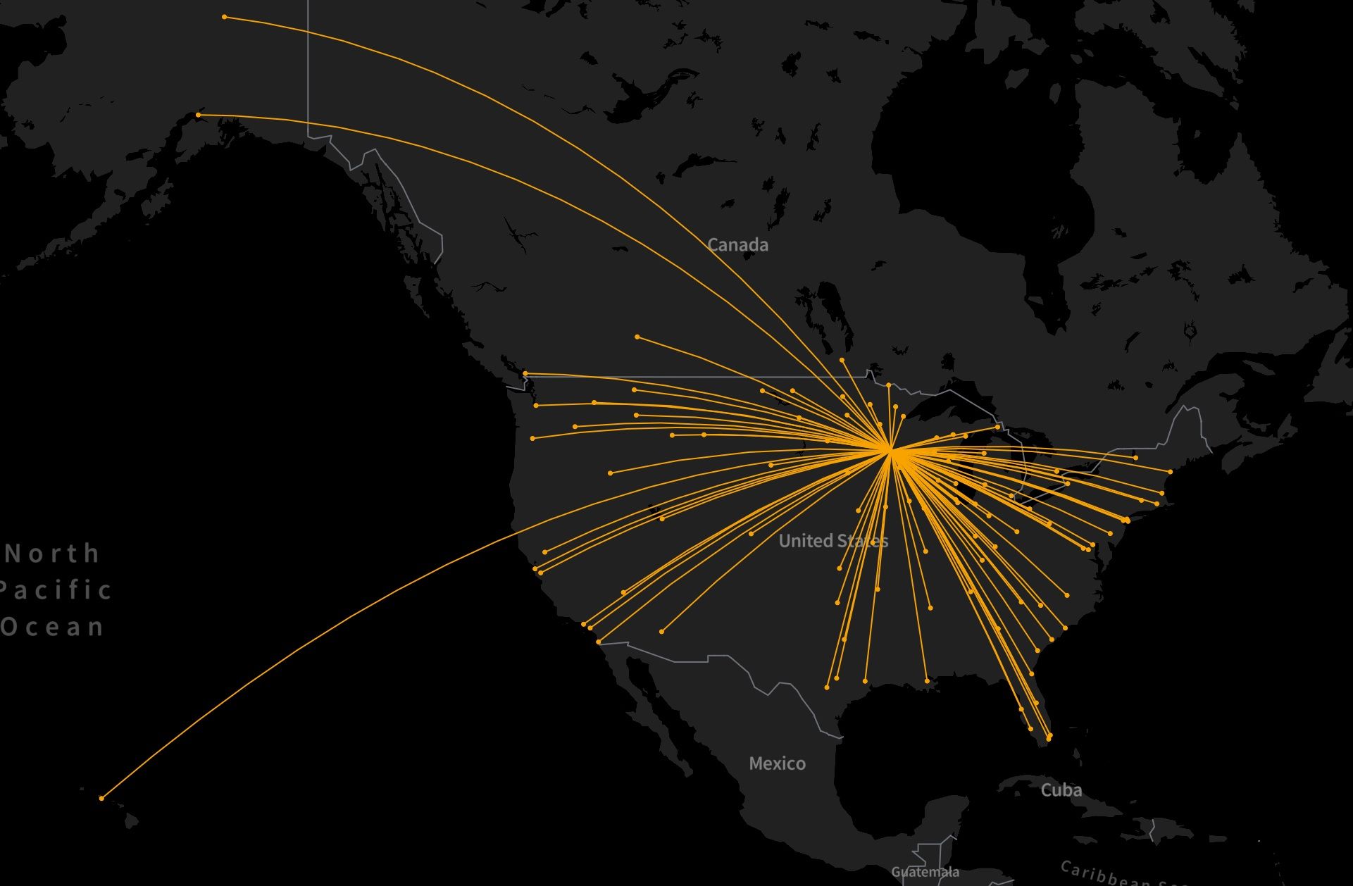 Delta's Minneapolis US and Canada routes