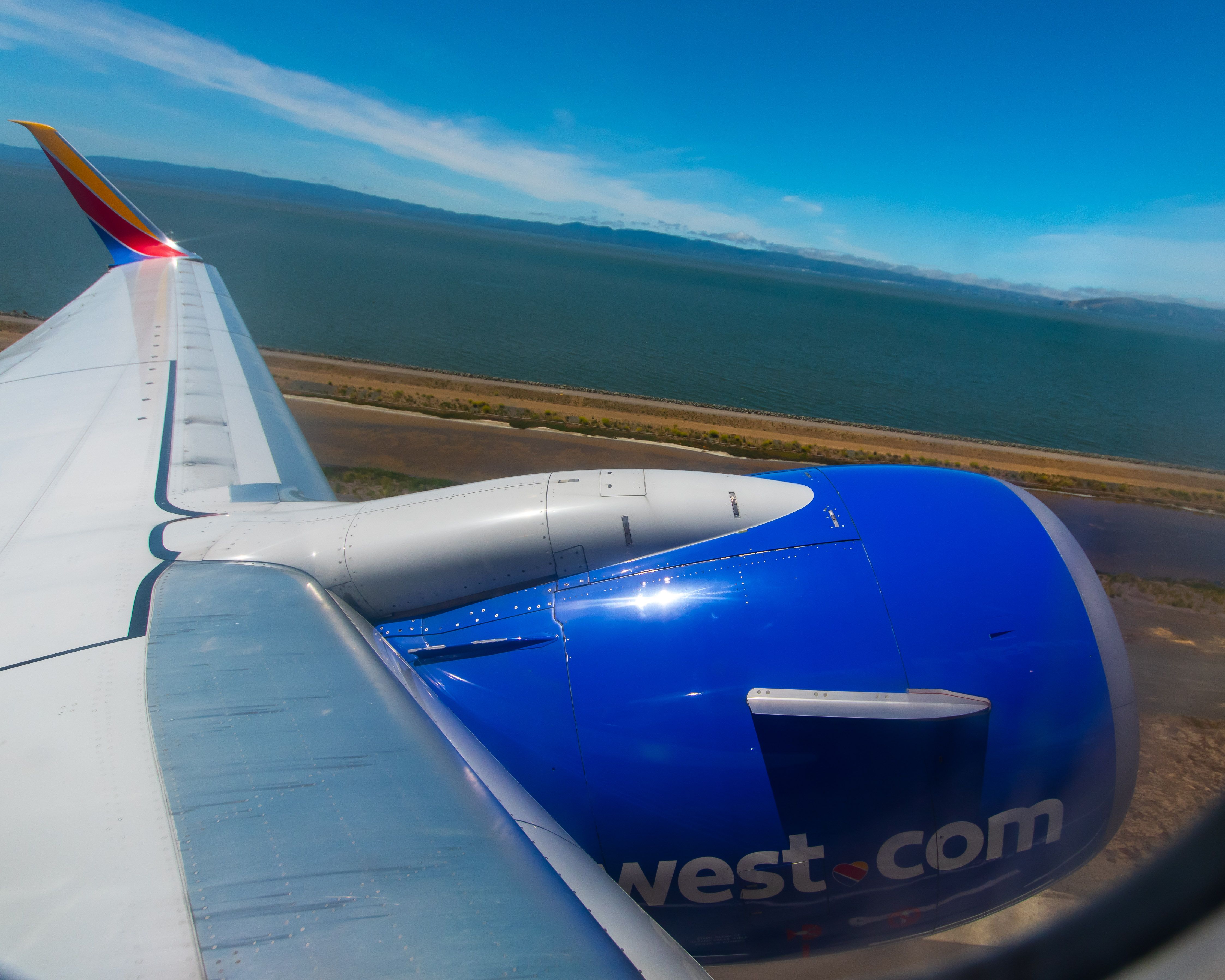 Southwest Airlines 737-800 Pulling Up from SF Bay Area