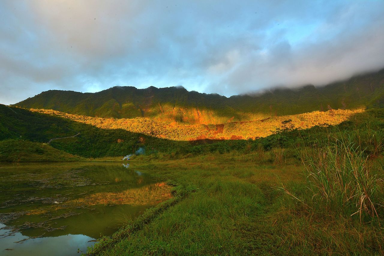 A photo of Galunggung Mountain During sunrise.