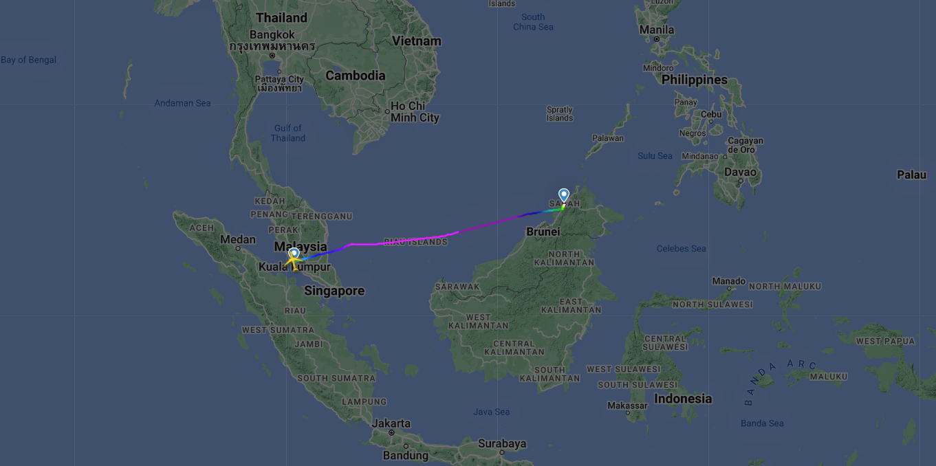 Kualu Lumpur Kota Kinabalu Flight Route AirAsia AK5108