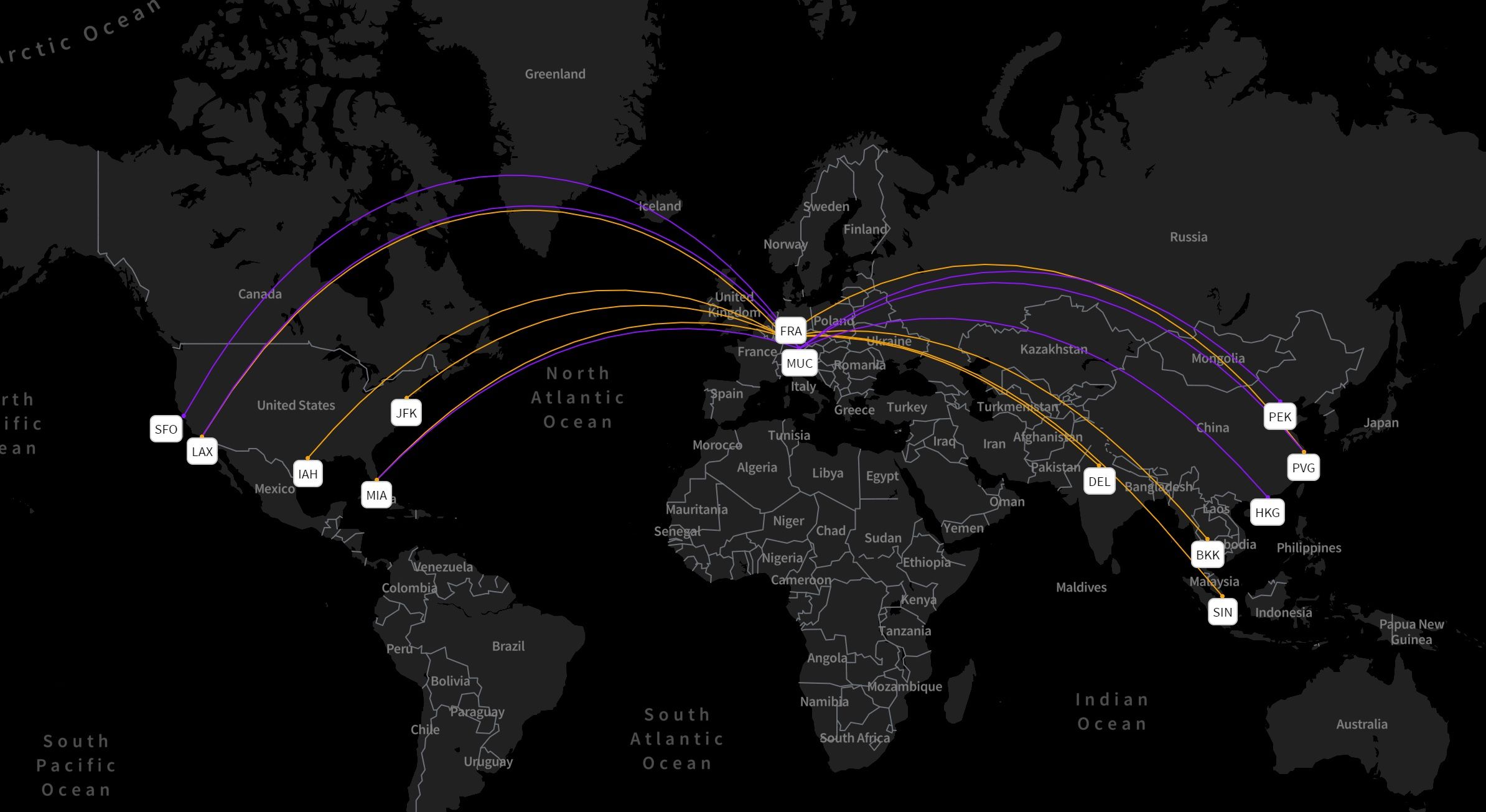 Lufthansa's A380 routes in summer and or winter 2019