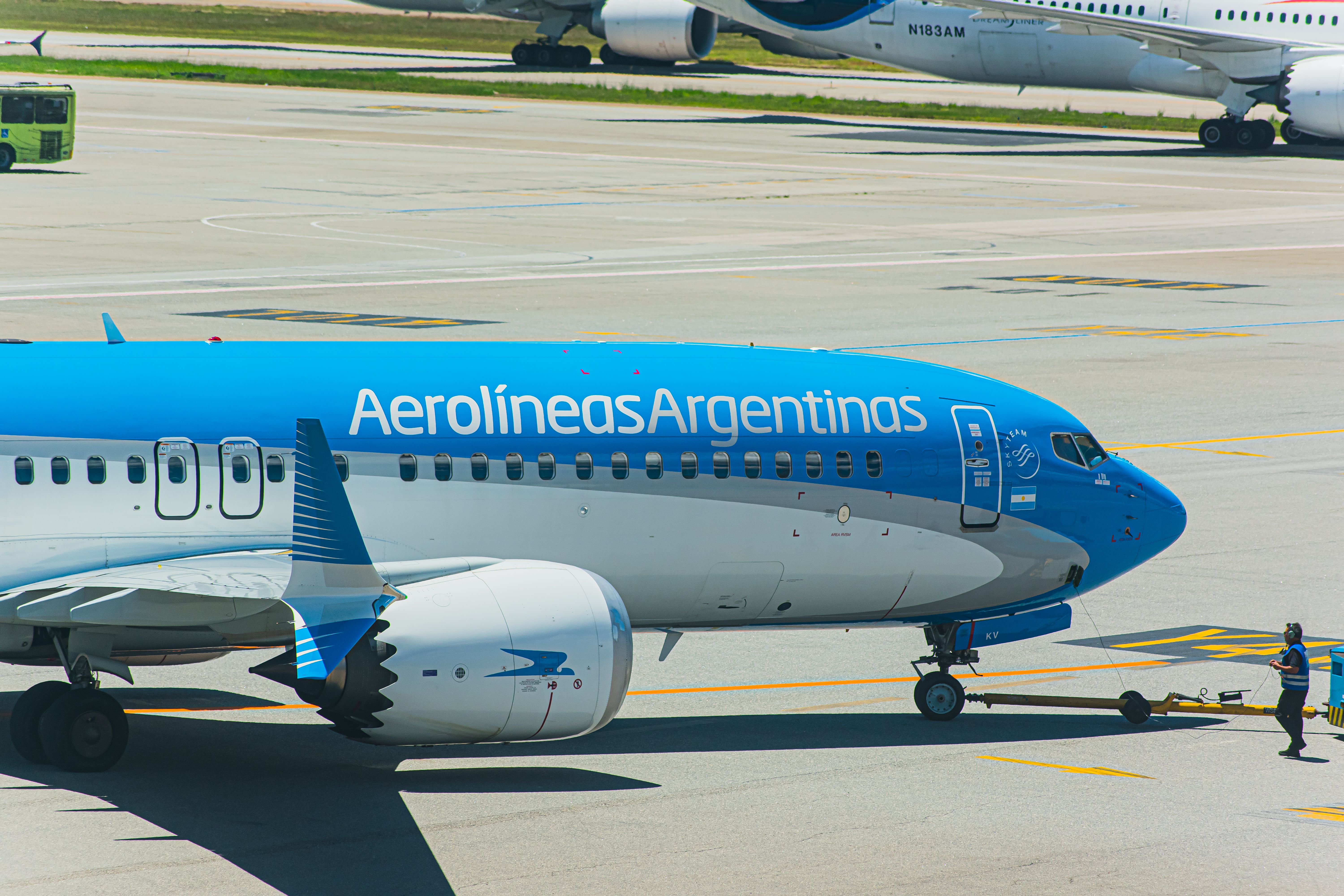 An Aerolíneas Argentinas Boeing 737 MAX in Sao Paulo.