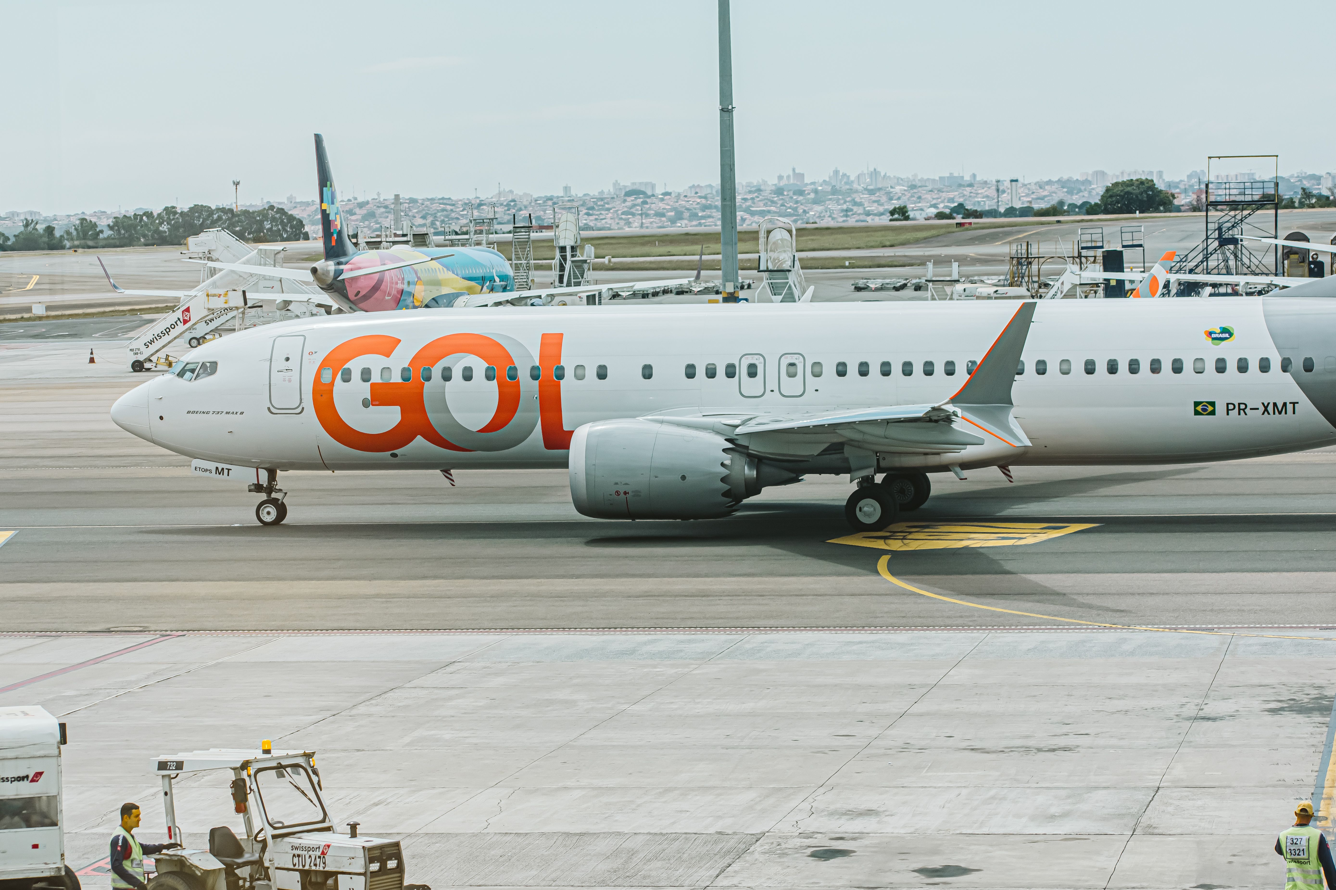 A GOL Boeing 737 MAX parked at Viracopos International Airport.