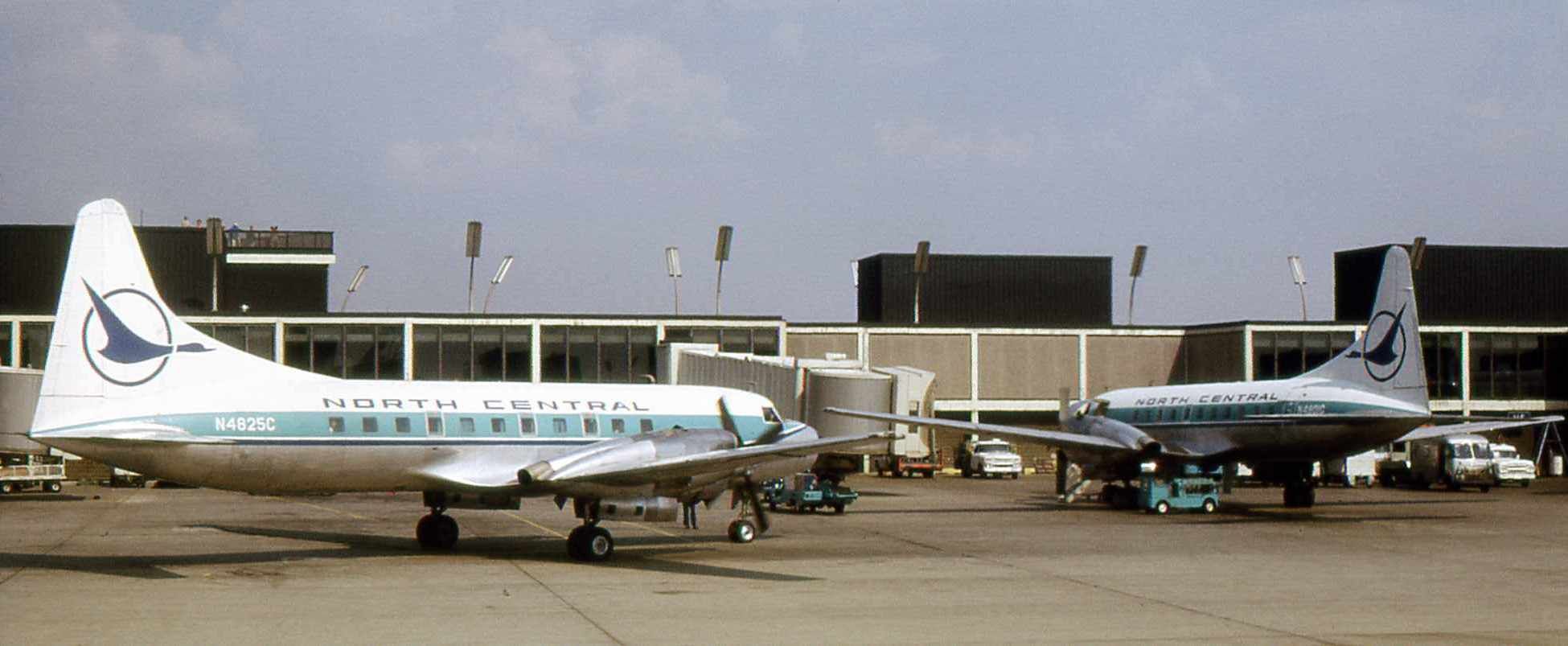 Two North Central Airlines CV-580 Aircraft at Chicago O'Hare International Airport