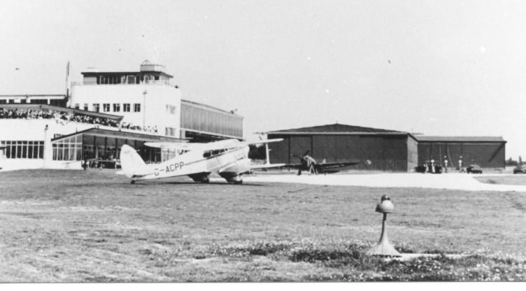 Ringway Airport 1938 at Manchester -  De Havilland Dragon Rapide in the frame