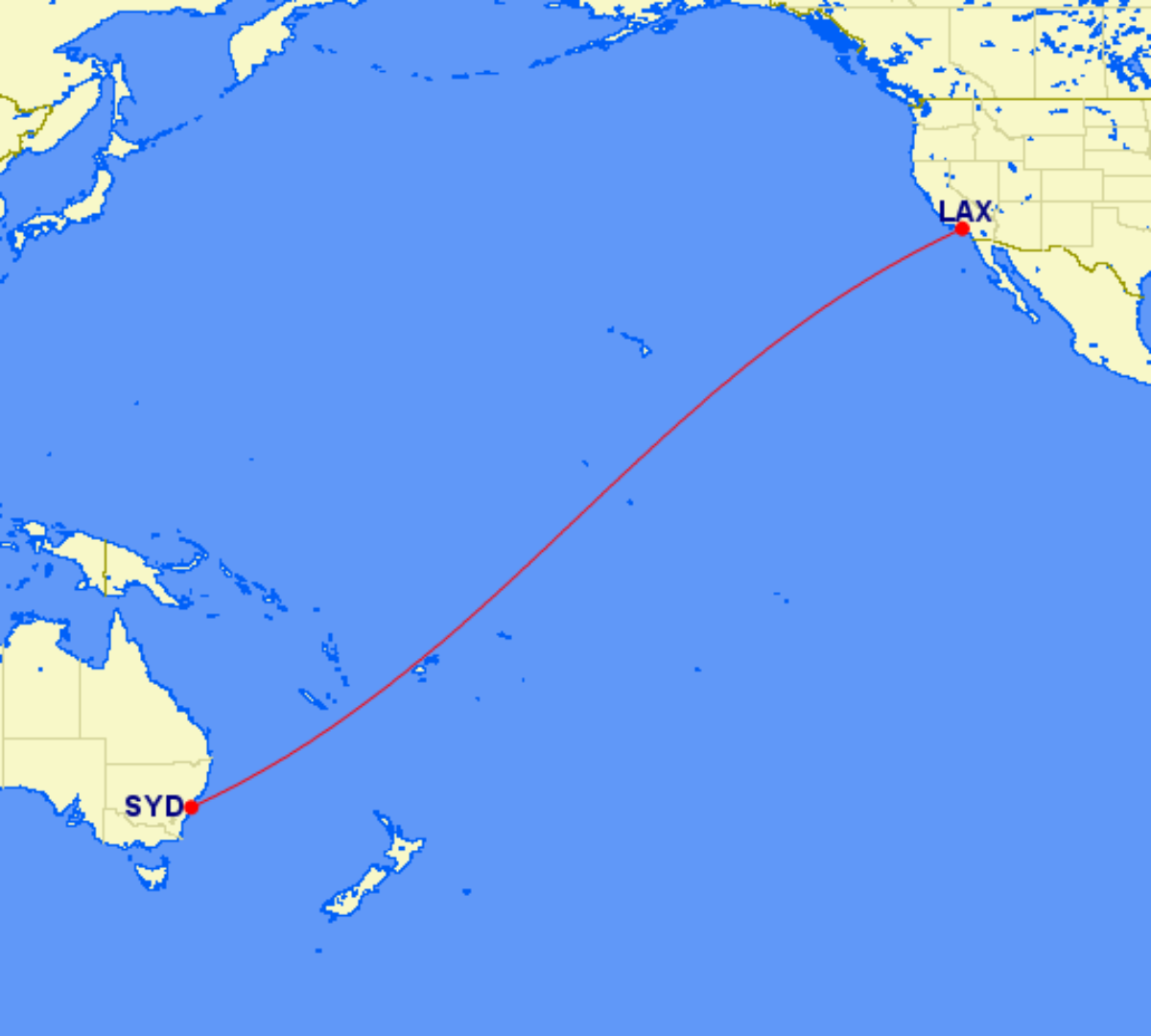 Sydney Los Angeles Route Map