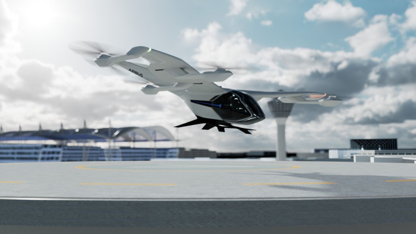 A render of the City Airbus taking off.