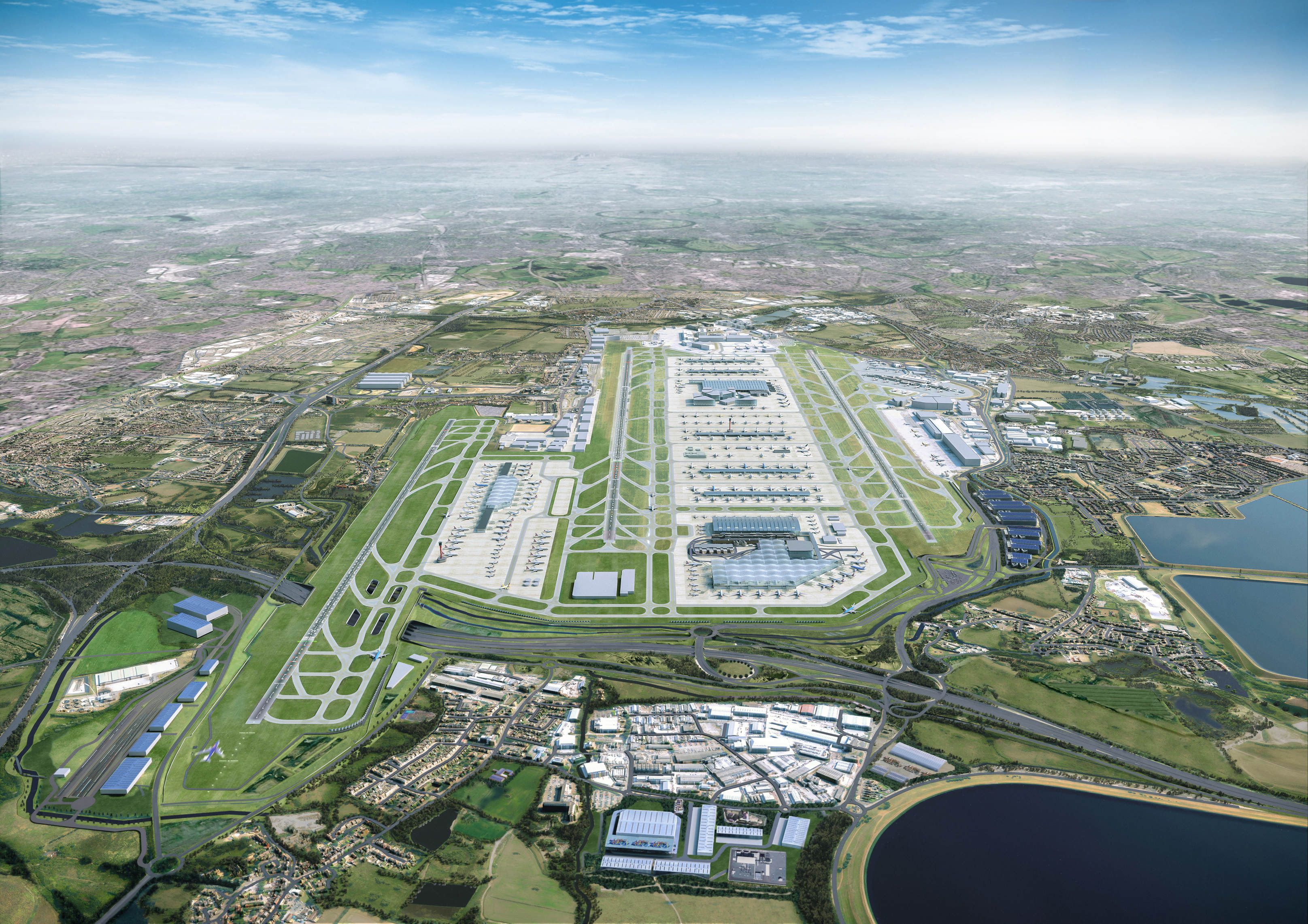 An aerial view of London Heathrow Airport.