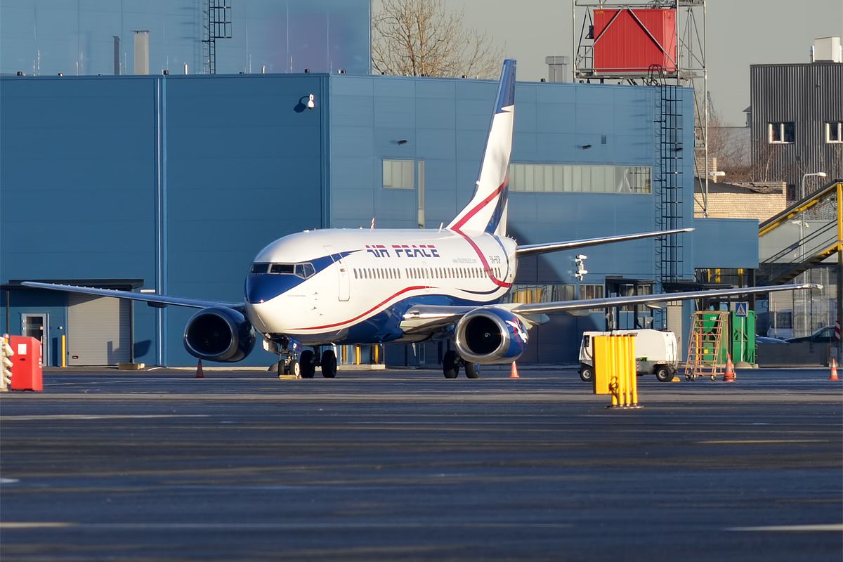 An Air Peace Boeing 737-33R taxiing to the runway.
