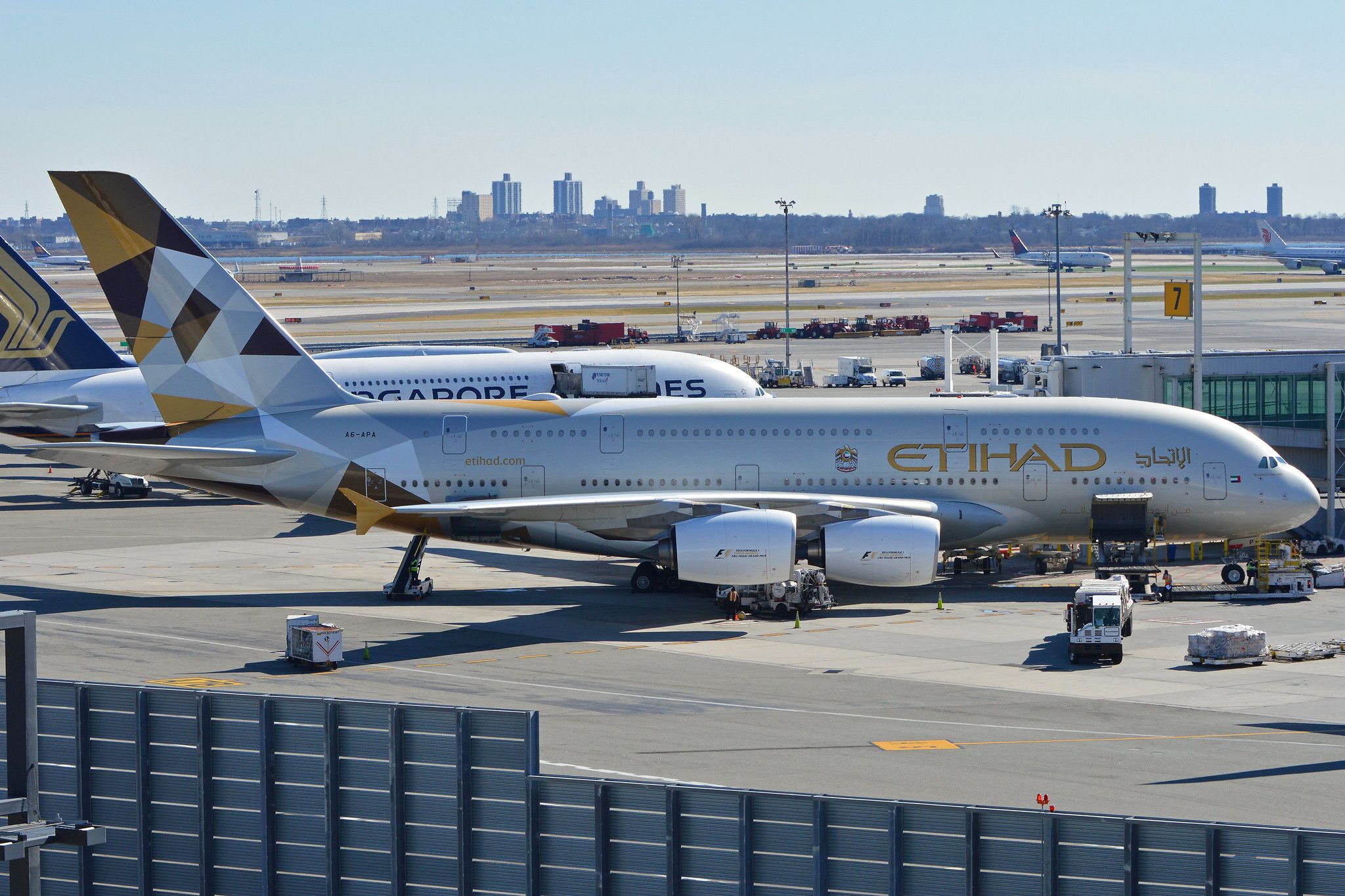Airbus A380-861 ‘A6-APA’ Etihad - at JFK International Airport Terminal 4 in New York City