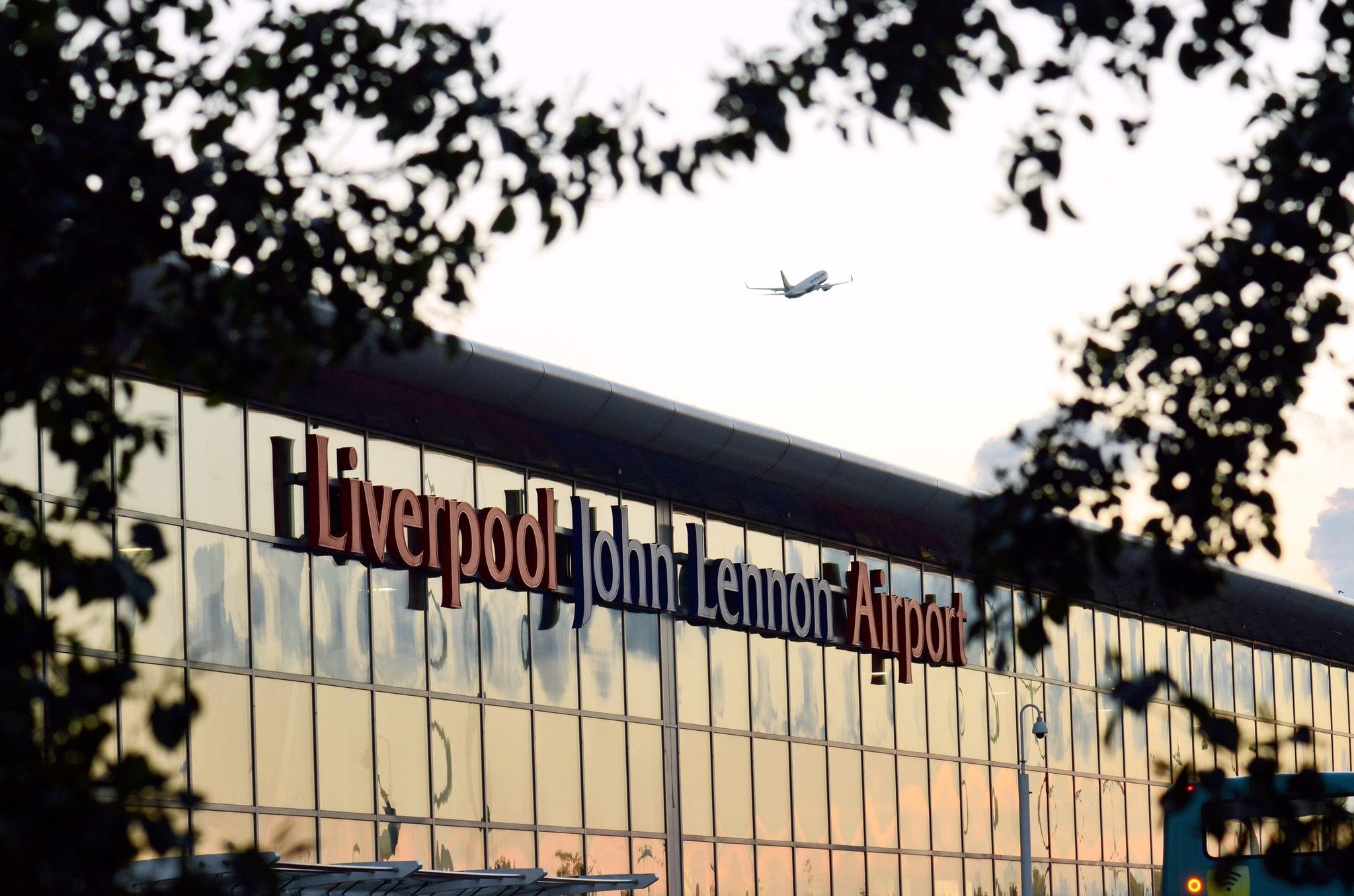 Ryanair plane over Liverpool John Lennon Airport