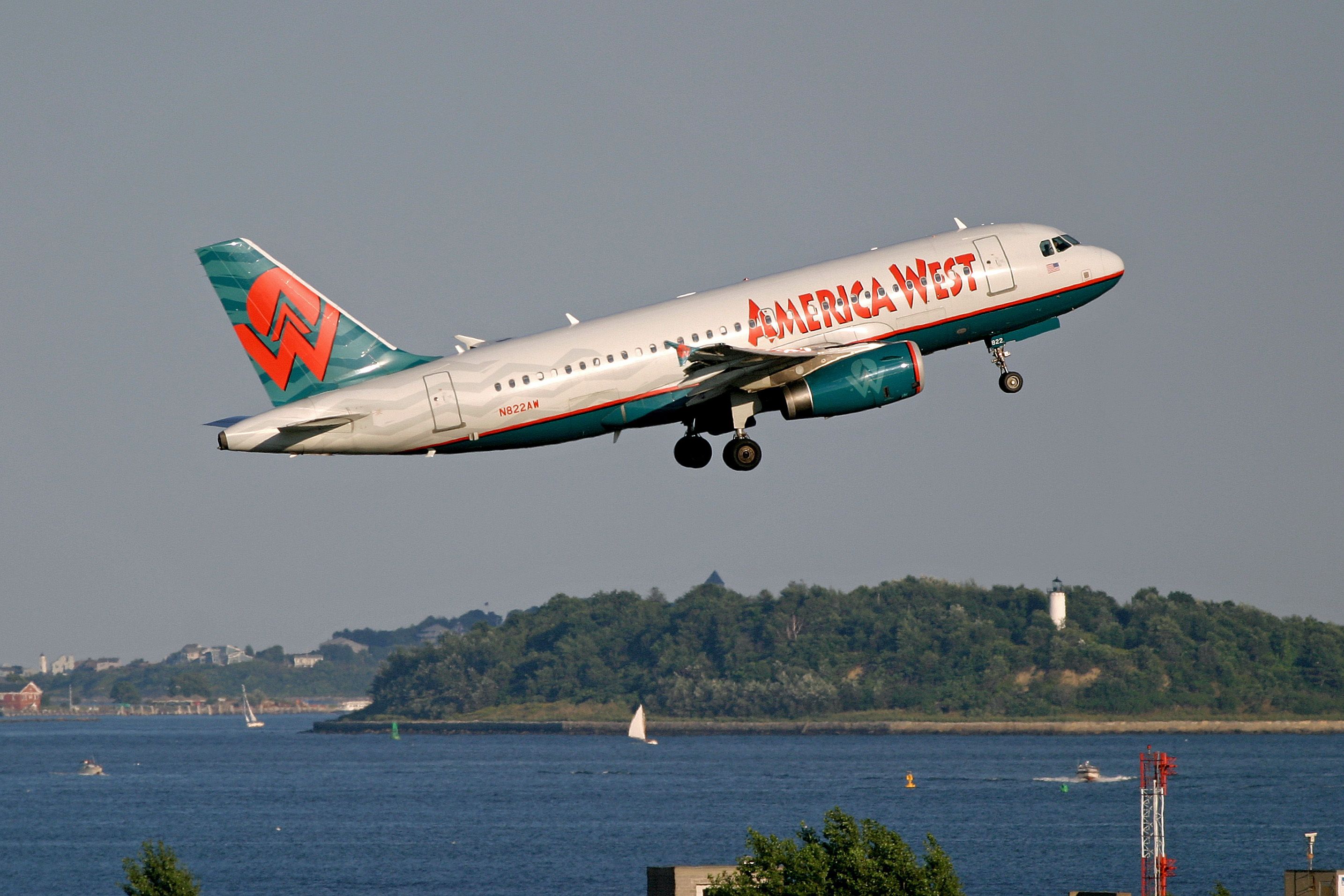 America West Airbus A319 Taking Off