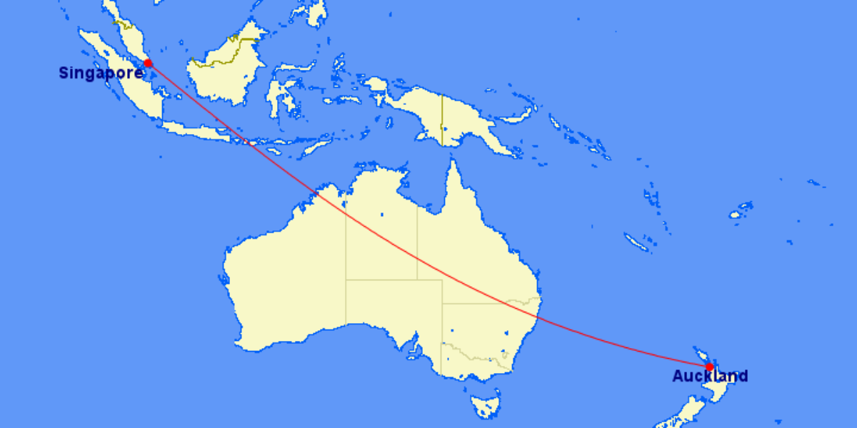 Auckland to Singapore Route Map
