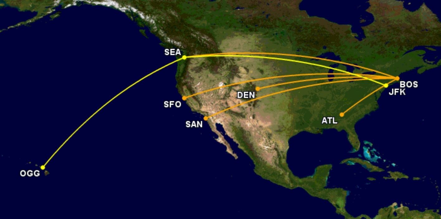 Delta's A321neo network so far