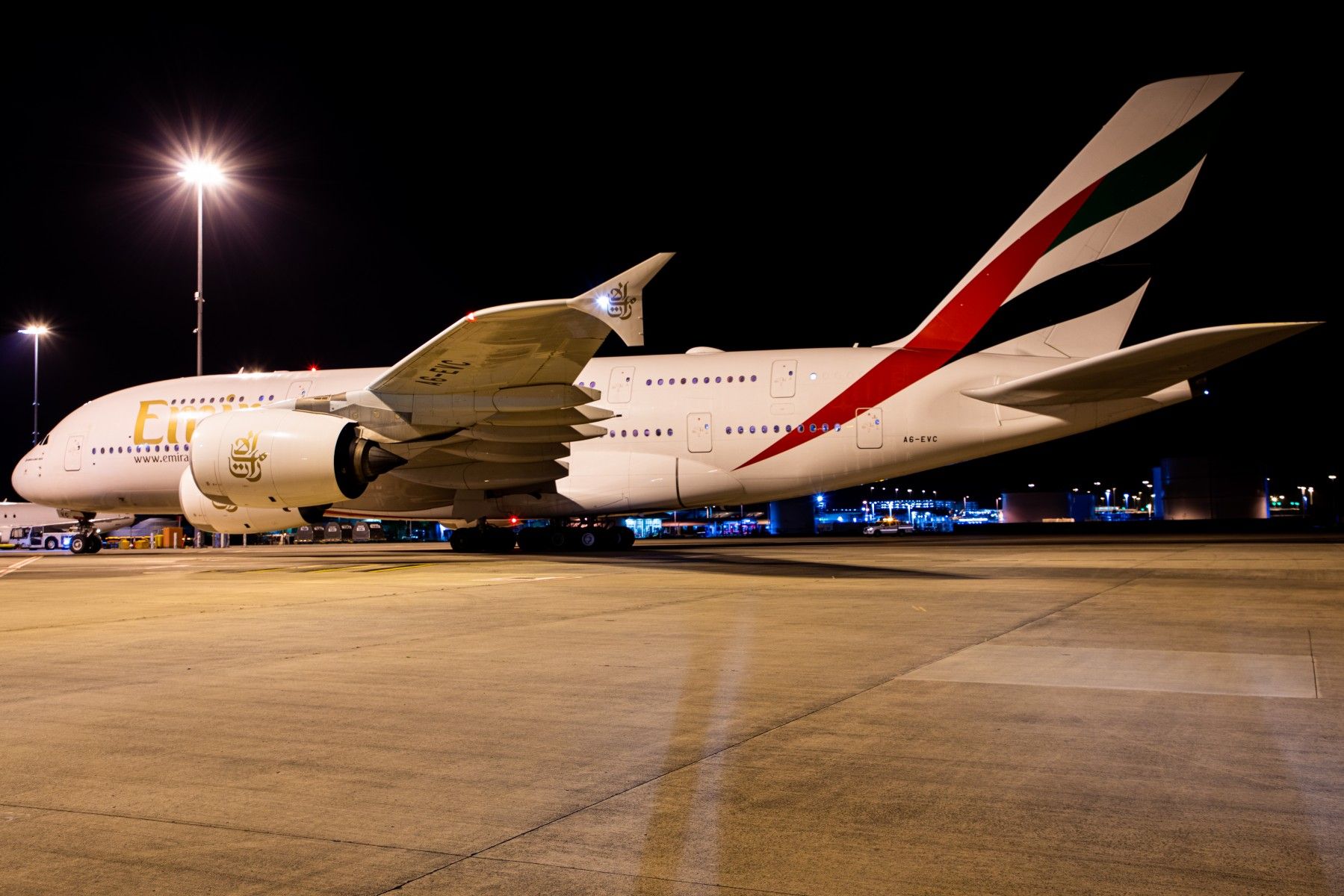 Emirates A380 at Brisbane Airport