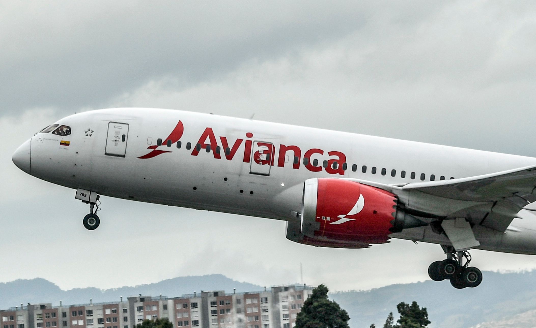 An Avianca aircraft departing.