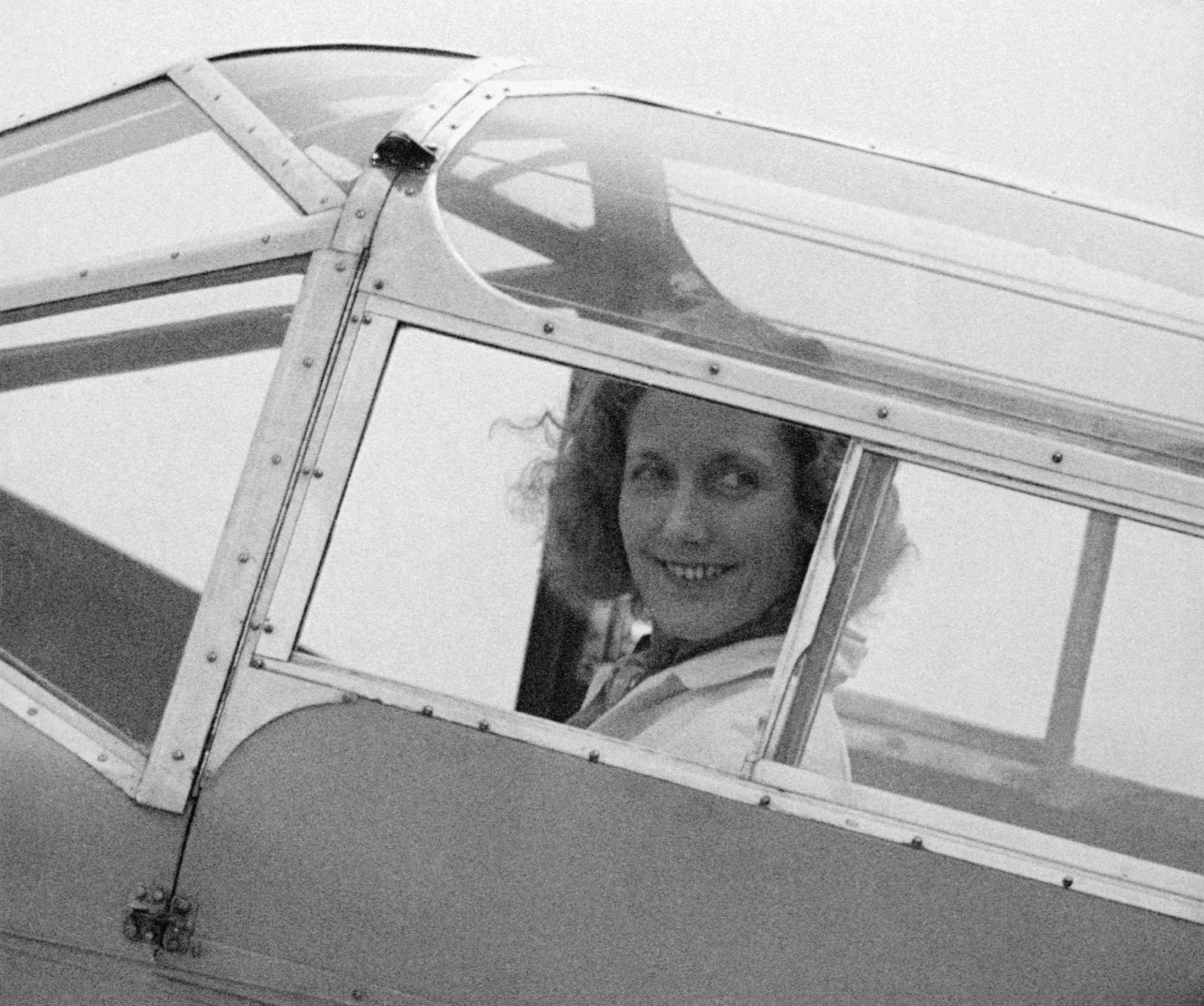 Beryl Markham in the cockpit of plane
