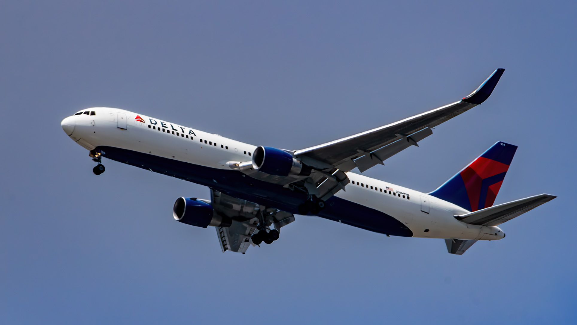 Delta Air Lines' Boeing 767-300 on Final - With Gear and Flaps Down, Registry # N184DN