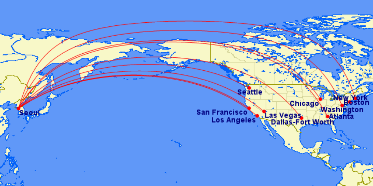 Korean Air US Route Network