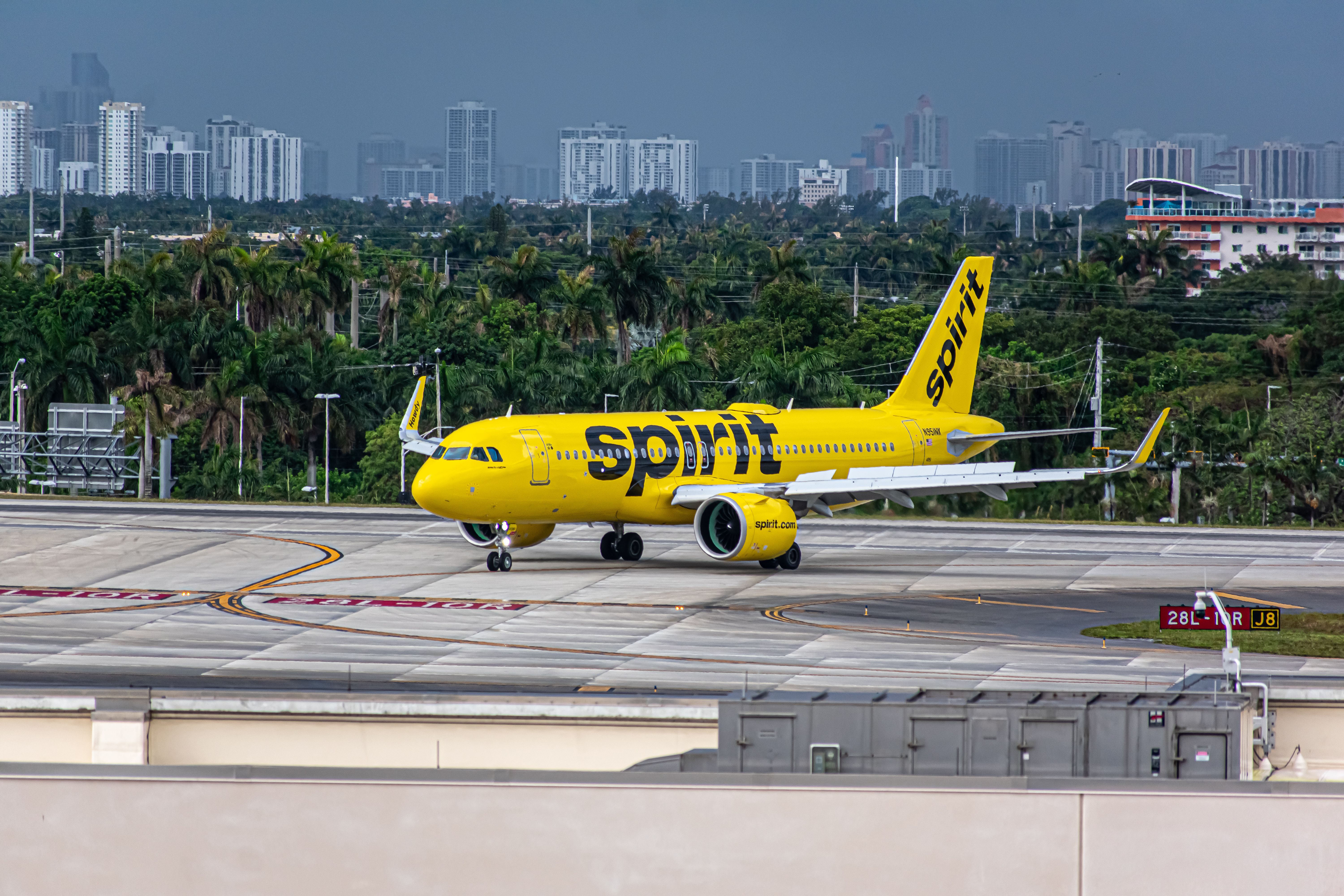 Spirit Airlines Airbus A320neo taxiing at FLL