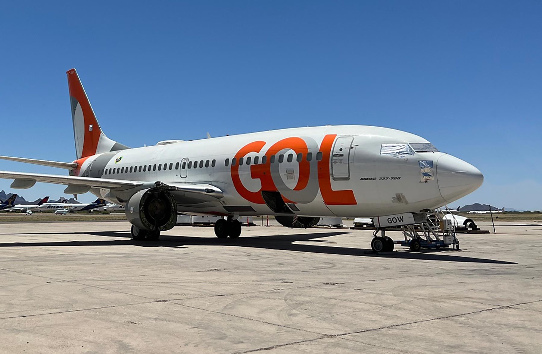 A GOL Boeing 737-700 parked in Arizona ready to be scrapped. 