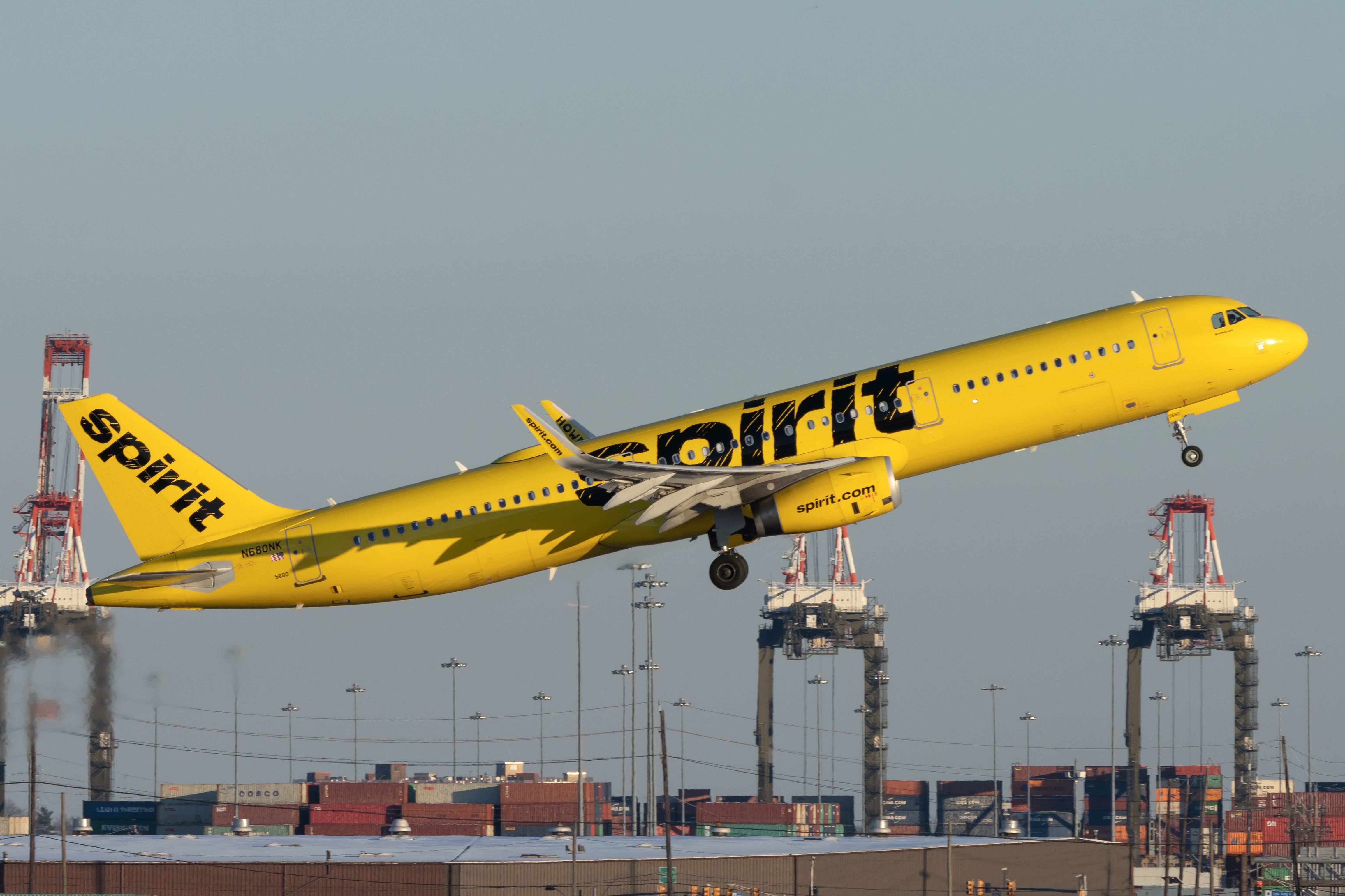 Spirit Airlines Airbus A321-200 Taking Off At Newark Airport