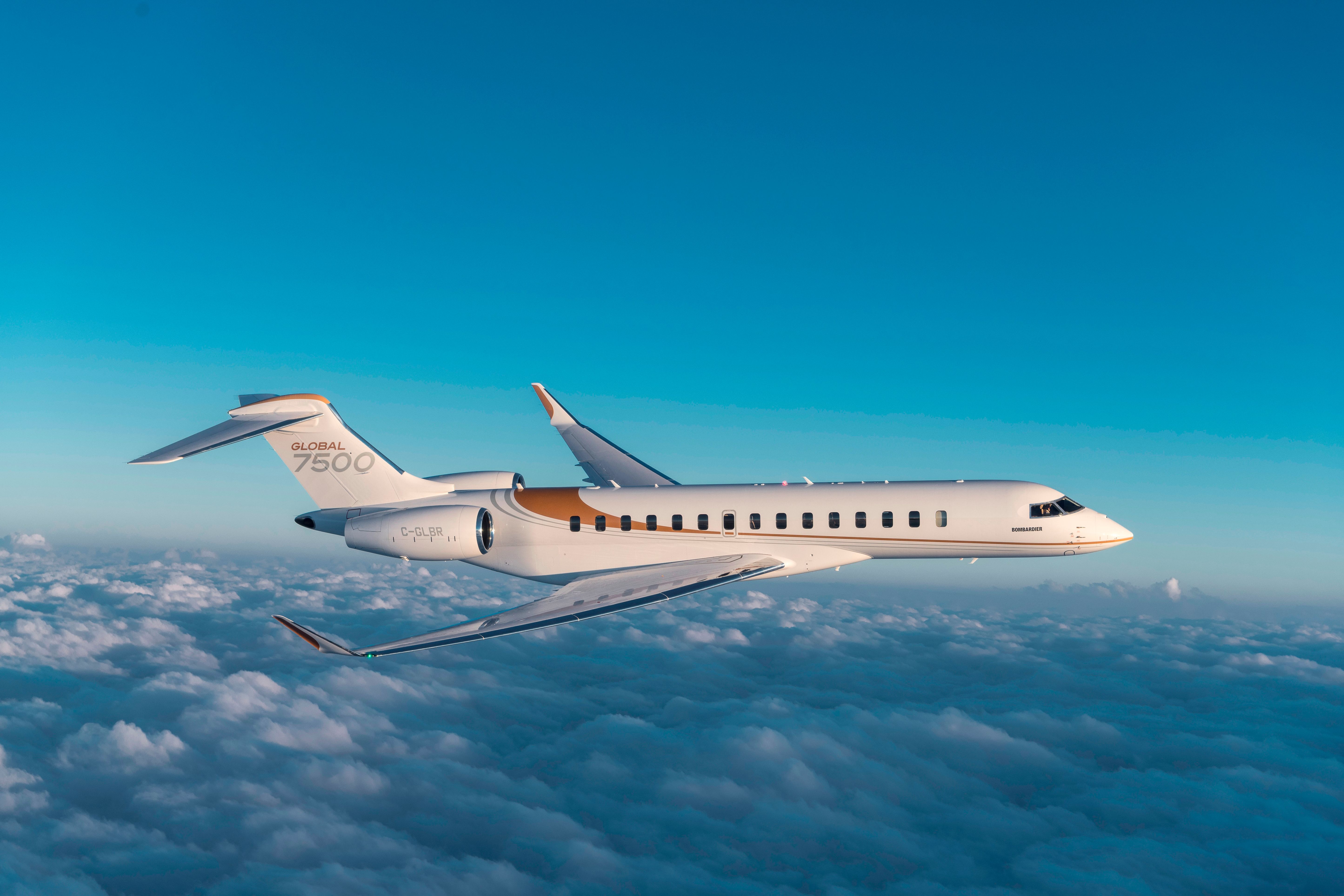 Bombardier 7500 exterior against blue sky