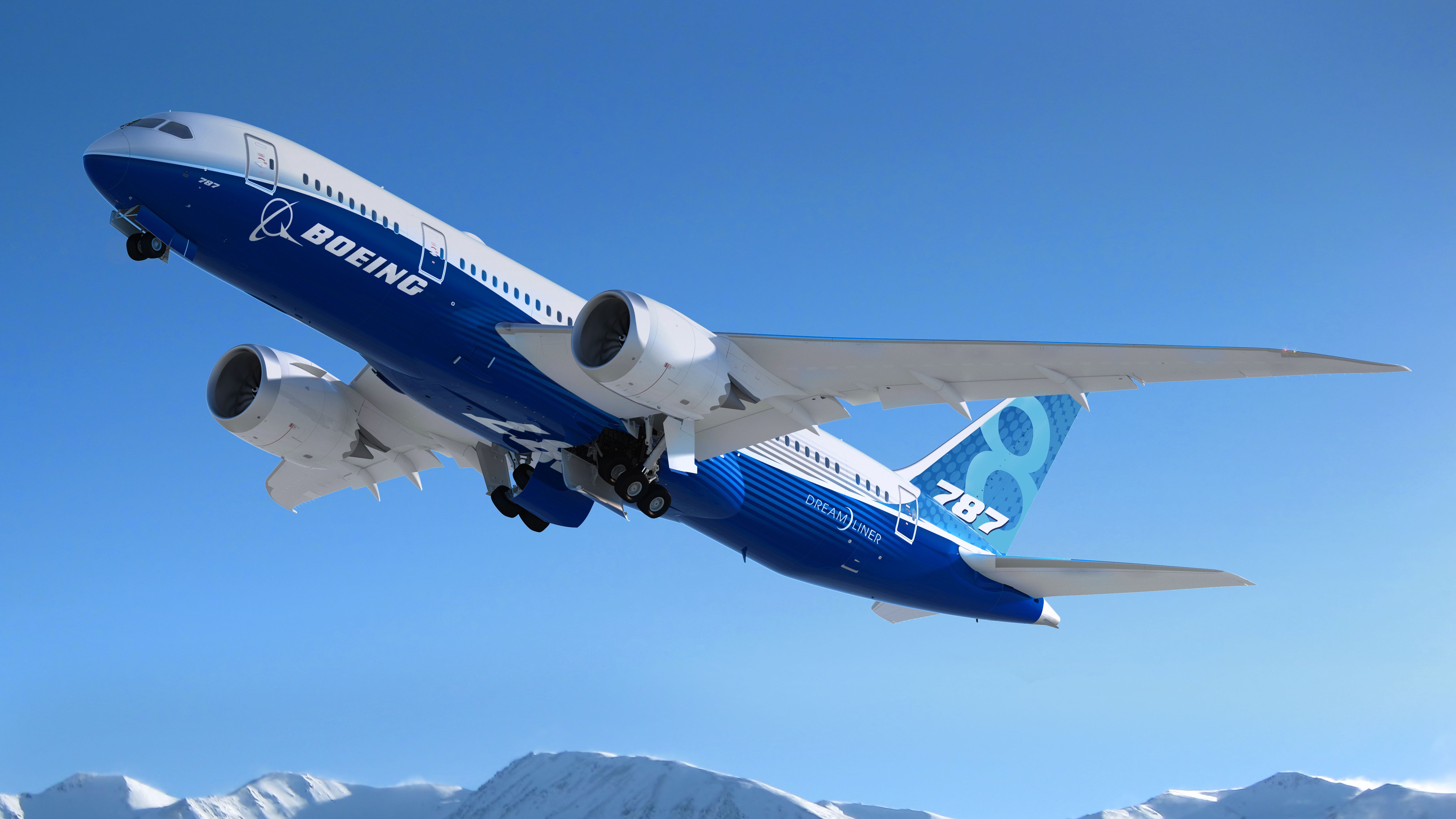 787-8 Dreamliner over mountains