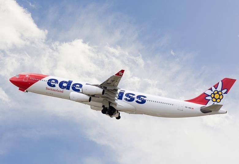 Edelweiss Airbus A340 in flight