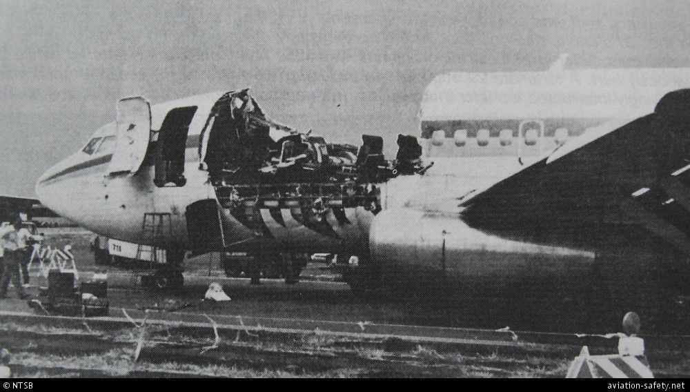 The aircraft involved in the Aloha Airlines Flight 243 incident, with the front part of its fuselage removed.