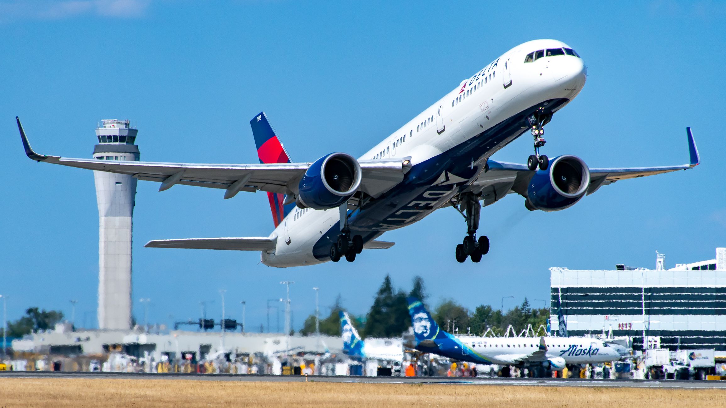 Boeing 757-200 of Delta Air Lines Rising From Sea-Tac
