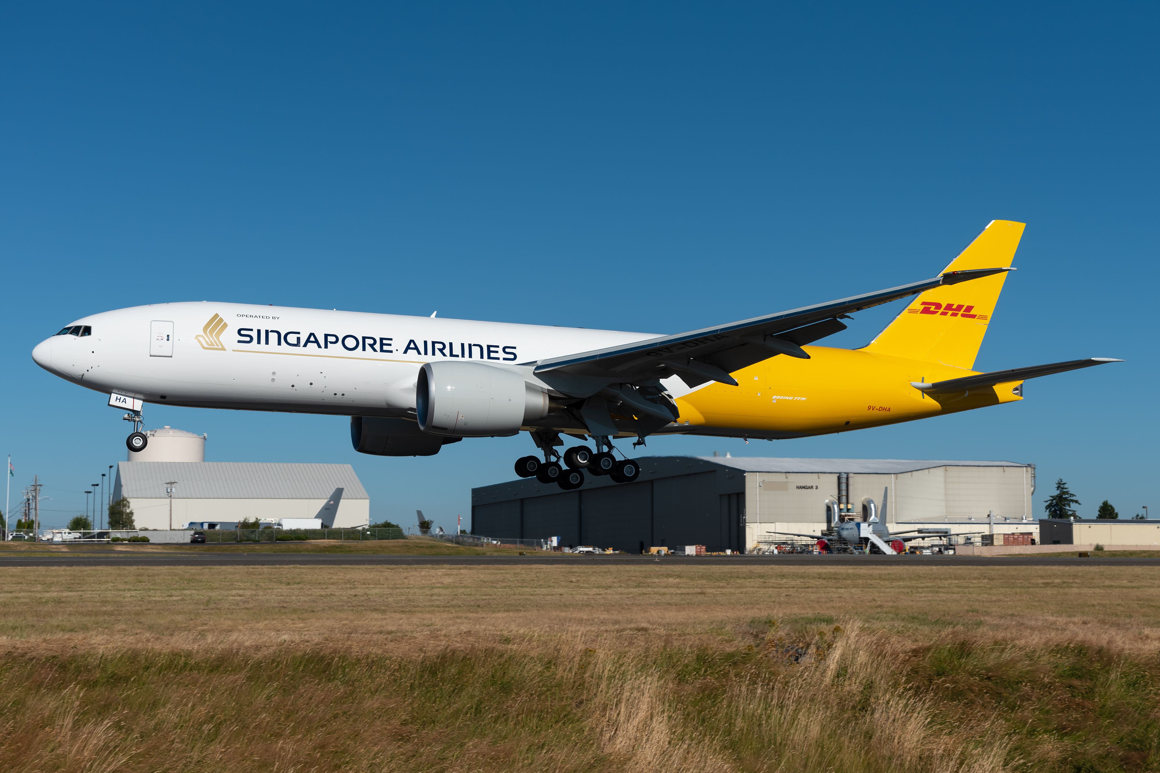 Singapore Airlines DHL common livery Boeing 777 freighter