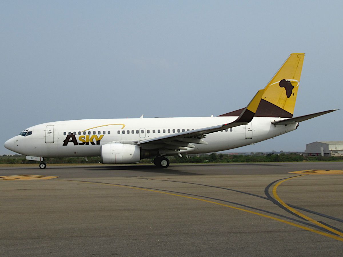 ASKY Airlines Boeing 737 on the ground at airport