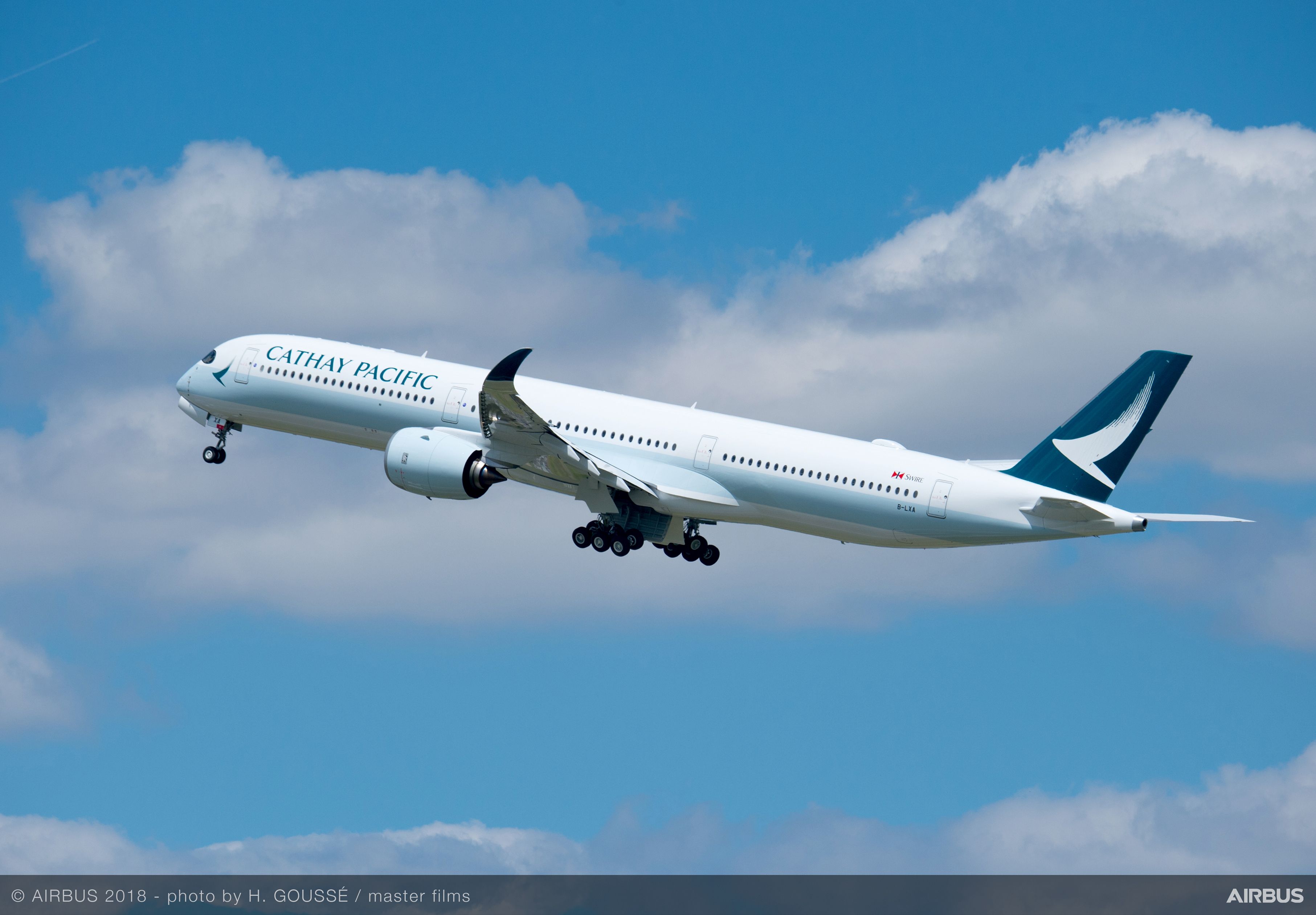 First A350-1000 Cathay Pacific taking off after ceremony