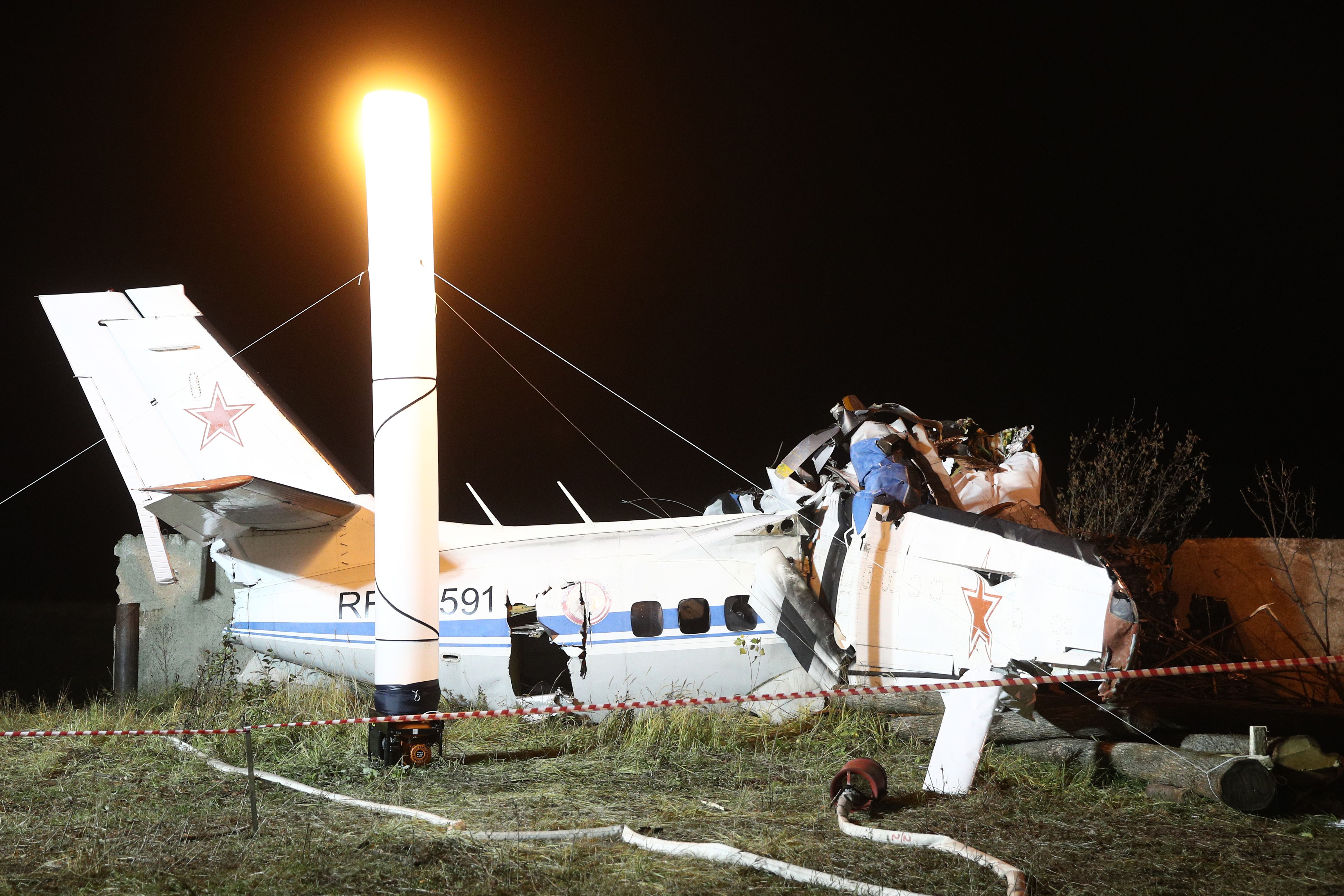 View of a crashed aircraft. 