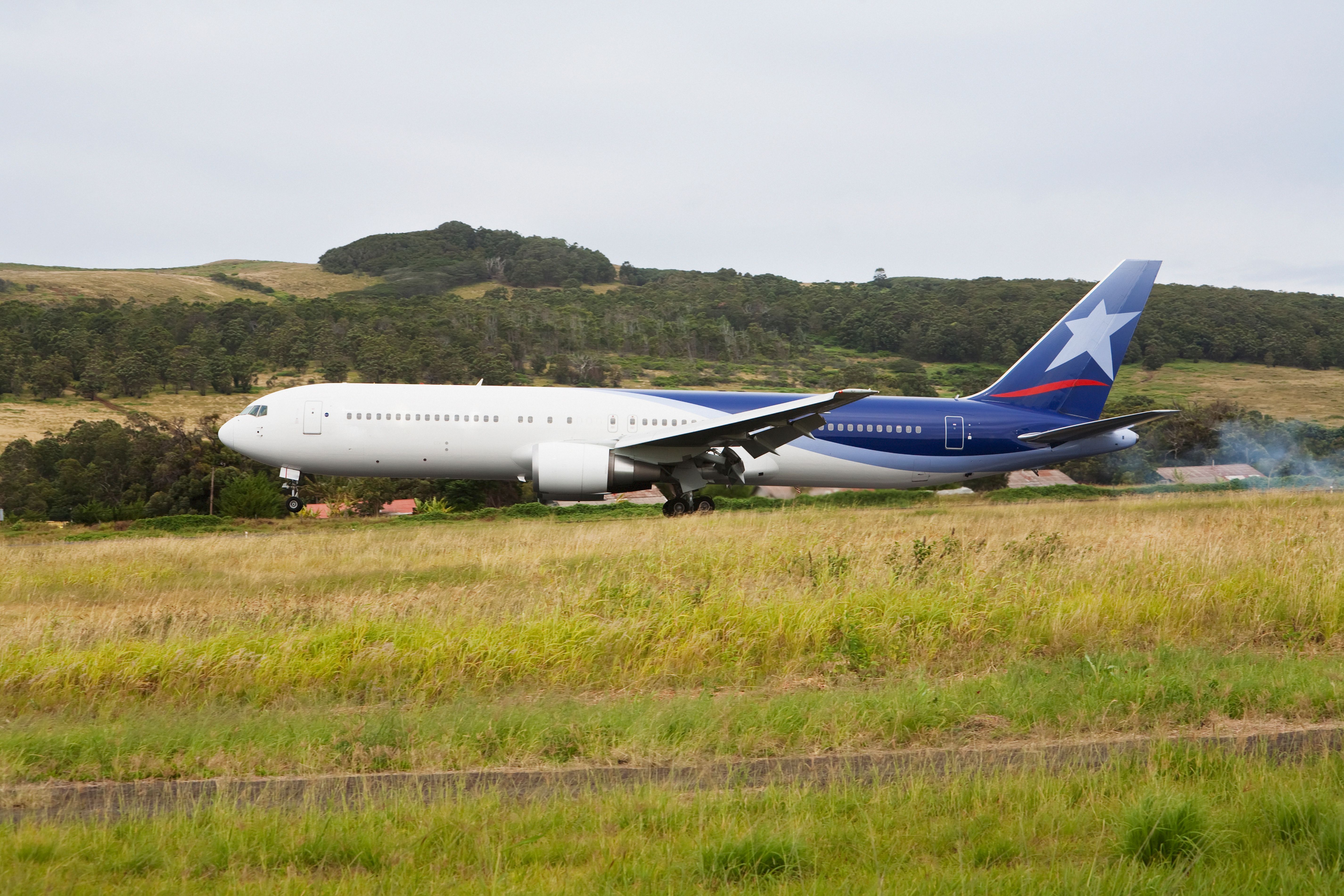 Lan Chile Boeing 767 Landing At Mataveri Airport, Rapa Nui (Easter Island), Chile 